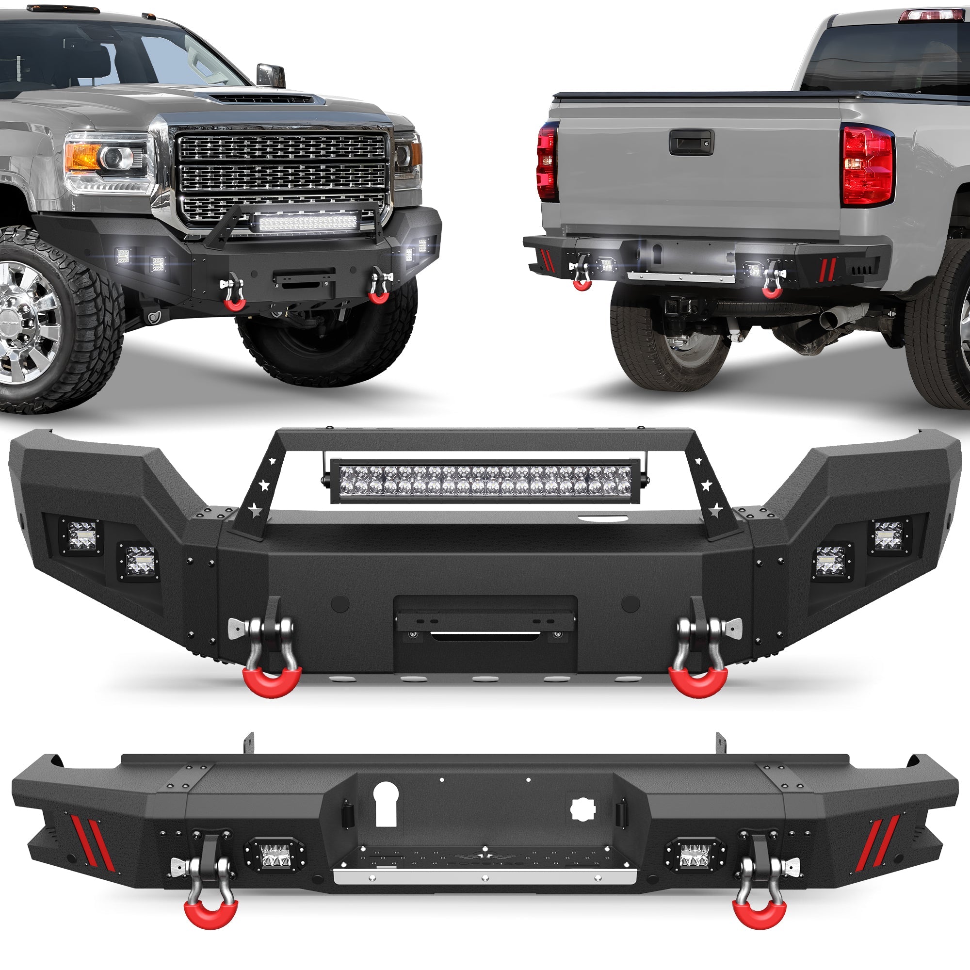 Sierra 2500/3500 Front Bumper and Rear Bumper Combo Fit 2015 2016 2017 2018 2019 GMC Sierra 2500/3500 HD - nadiaauto