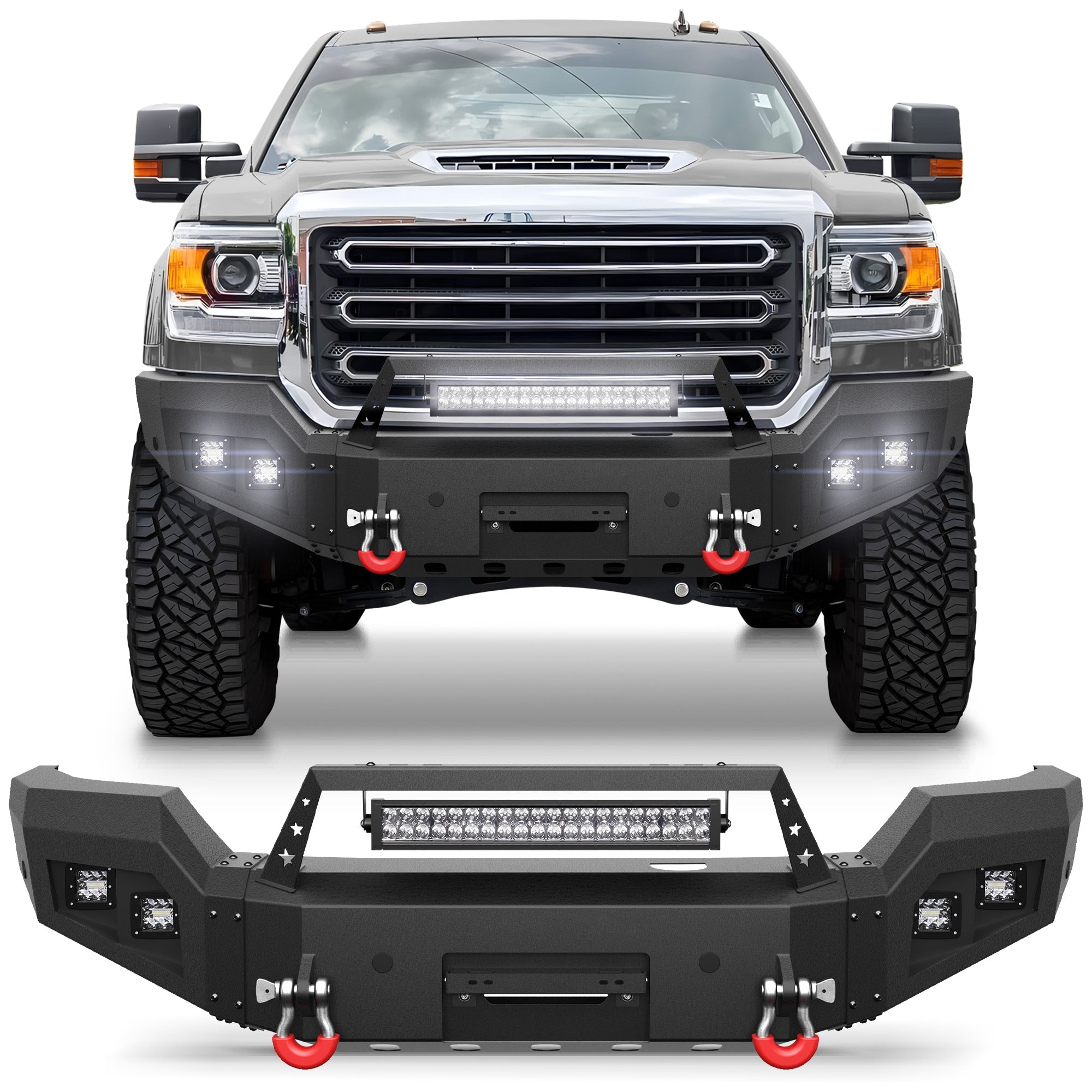 Sierra 2500/3500 Front Bumper Compatible with GMC Sierra 2500/3500 HD 2015 2016 2017 2018 2019 with Winch Plate - nadiaauto