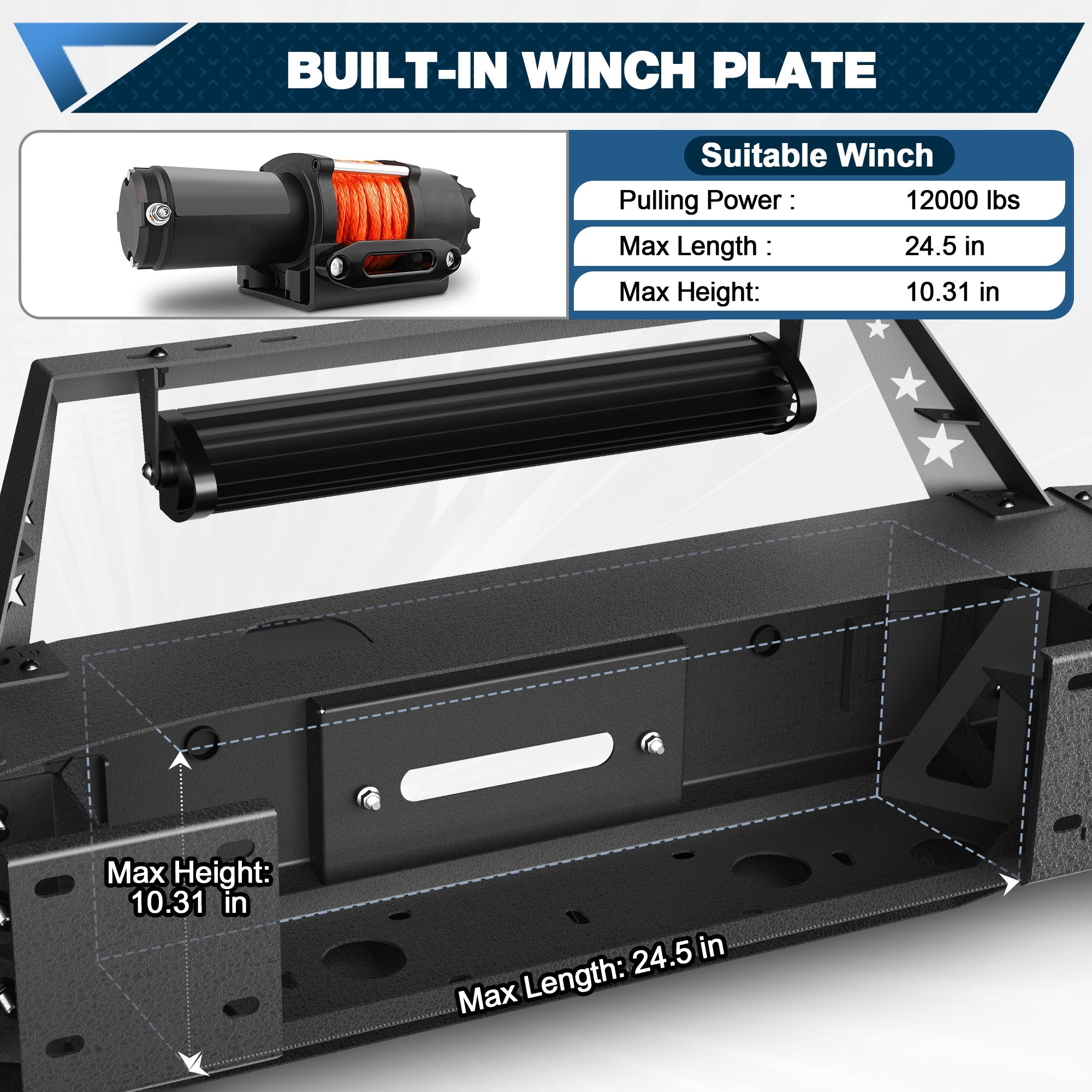 Sierra 2500/3500 Front Bumper Compatible with GMC Sierra 2500/3500 HD 2015 2016 2017 2018 2019 with Winch Plate - nadiaauto