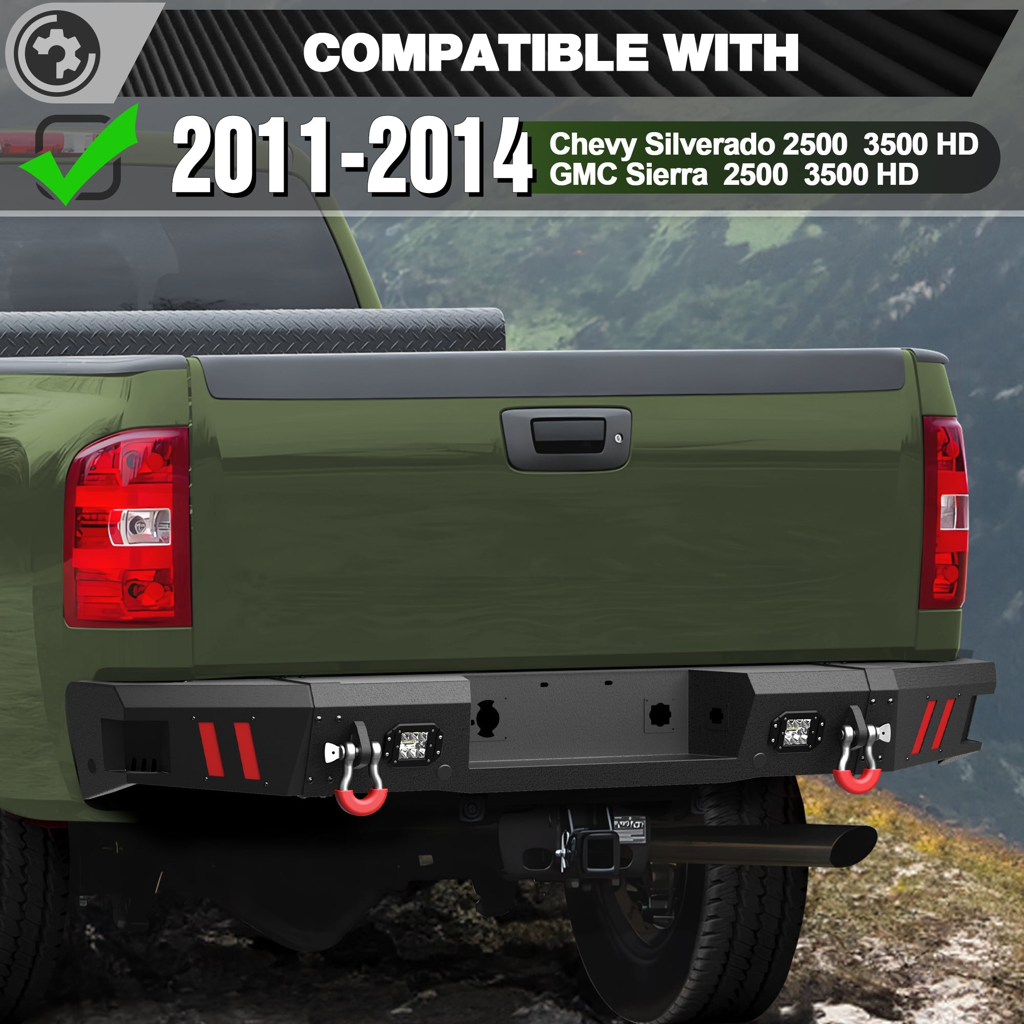 Sierra 2500/3500 HD Rear Bumper for 2011 2012 2013 2014 Chevy Silverado/GMC Sierra 2500/3500 HD - nadiaauto