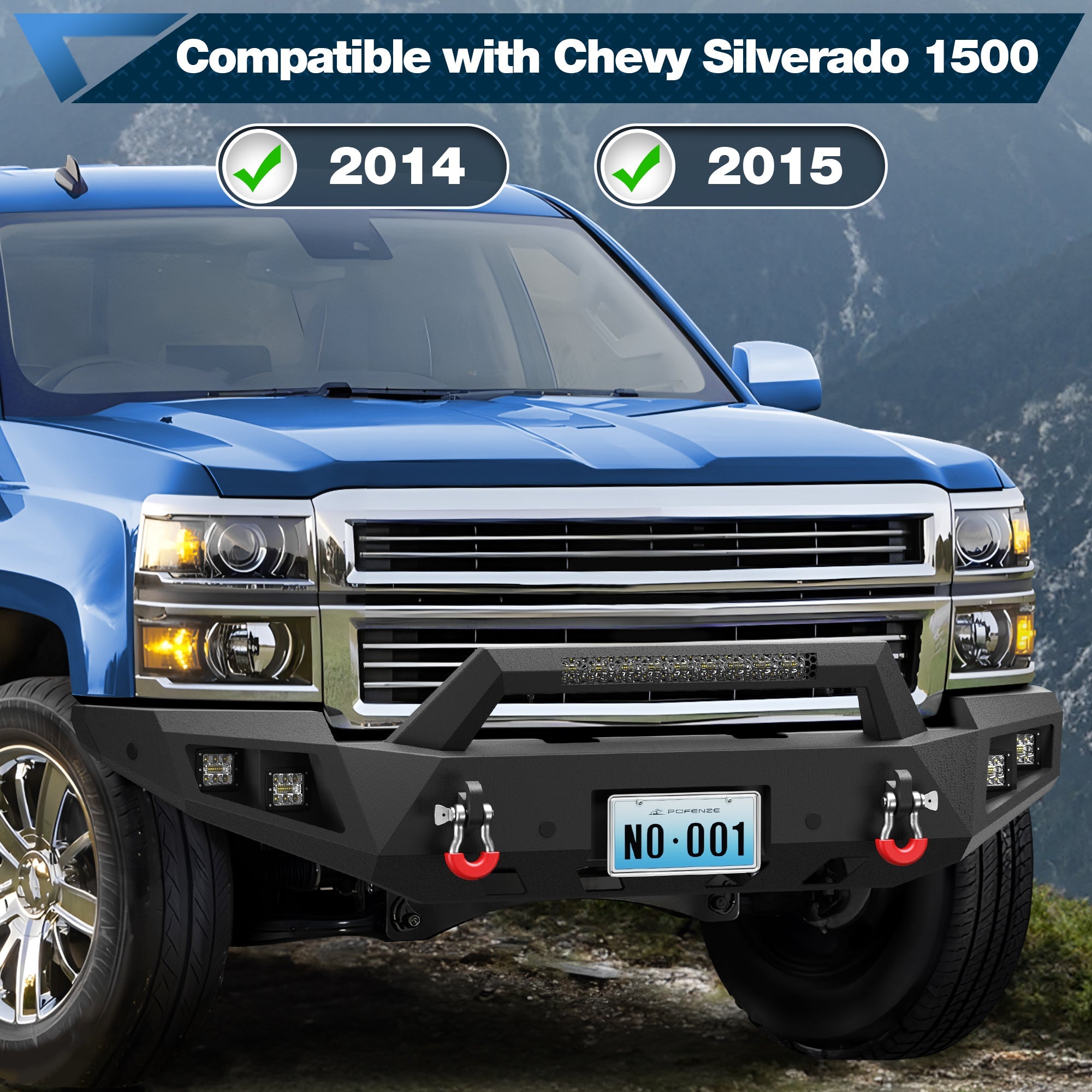Silverado 1500 Front and Rear Bumper Set for 2014 2015 Chevy Silverado 1500 Pickup Truck - nadiaauto