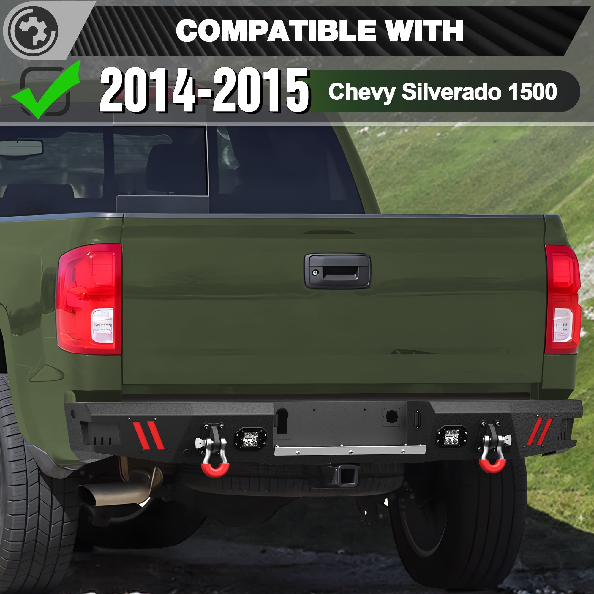 Silverado 1500 Front and Rear Bumper Set for 2014 2015 Chevy Silverado 1500 Pickup w/Winch Plate - nadiaauto