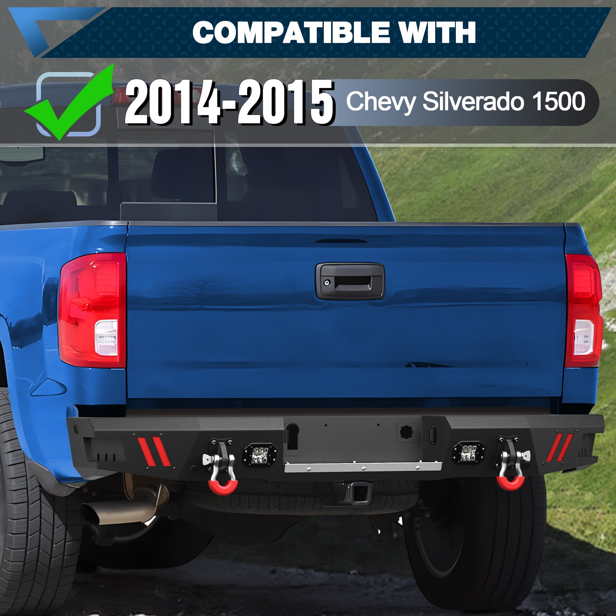 Silverado 1500 Front and Rear Bumper Set for 2014 2015 Chevy Silverado 1500 Pickup w/Winch Plate - nadiaauto