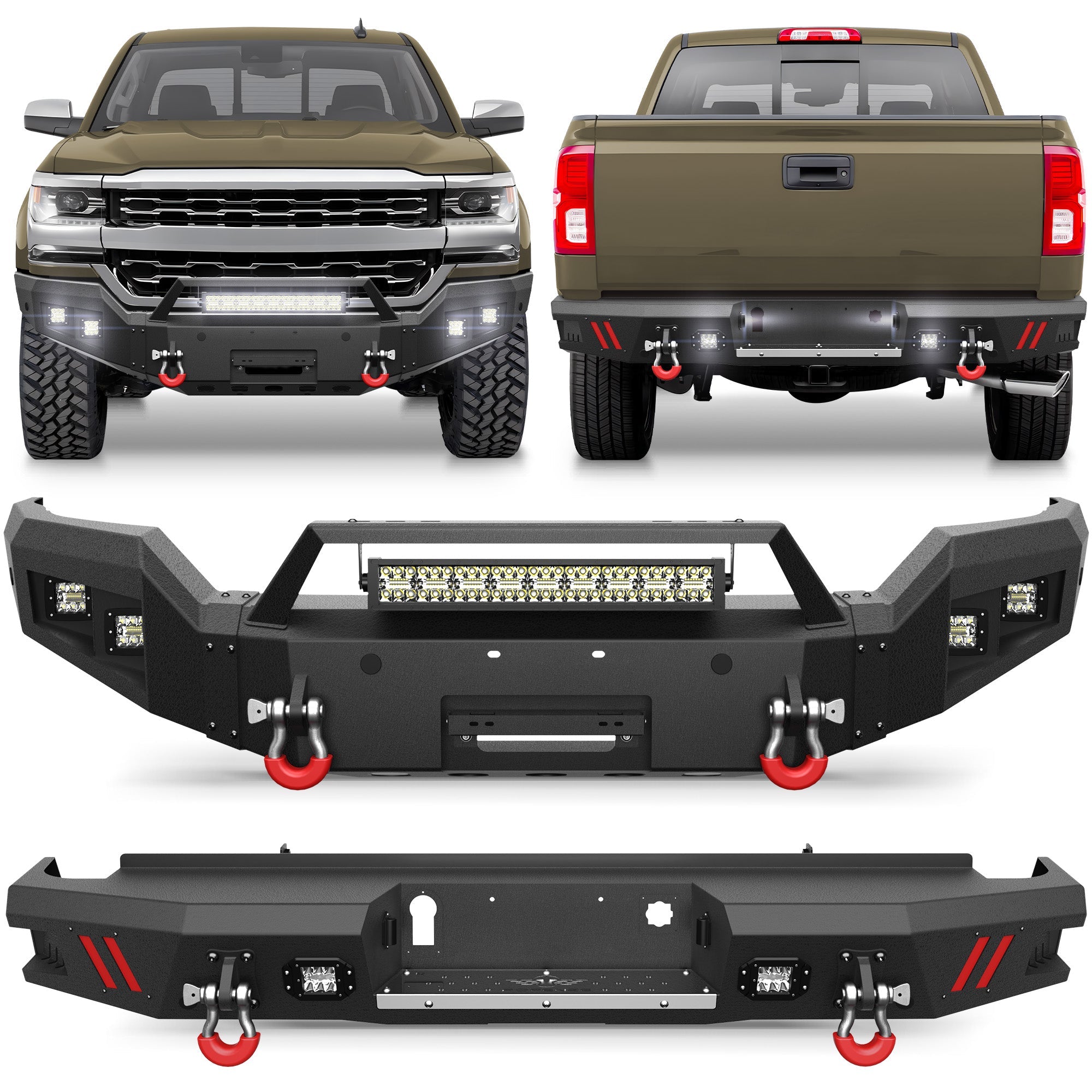 Silverado 1500 Front and Rear Bumpers Fit 2016 2017 2018 Chevrolet Silverado 1500 - nadiaauto