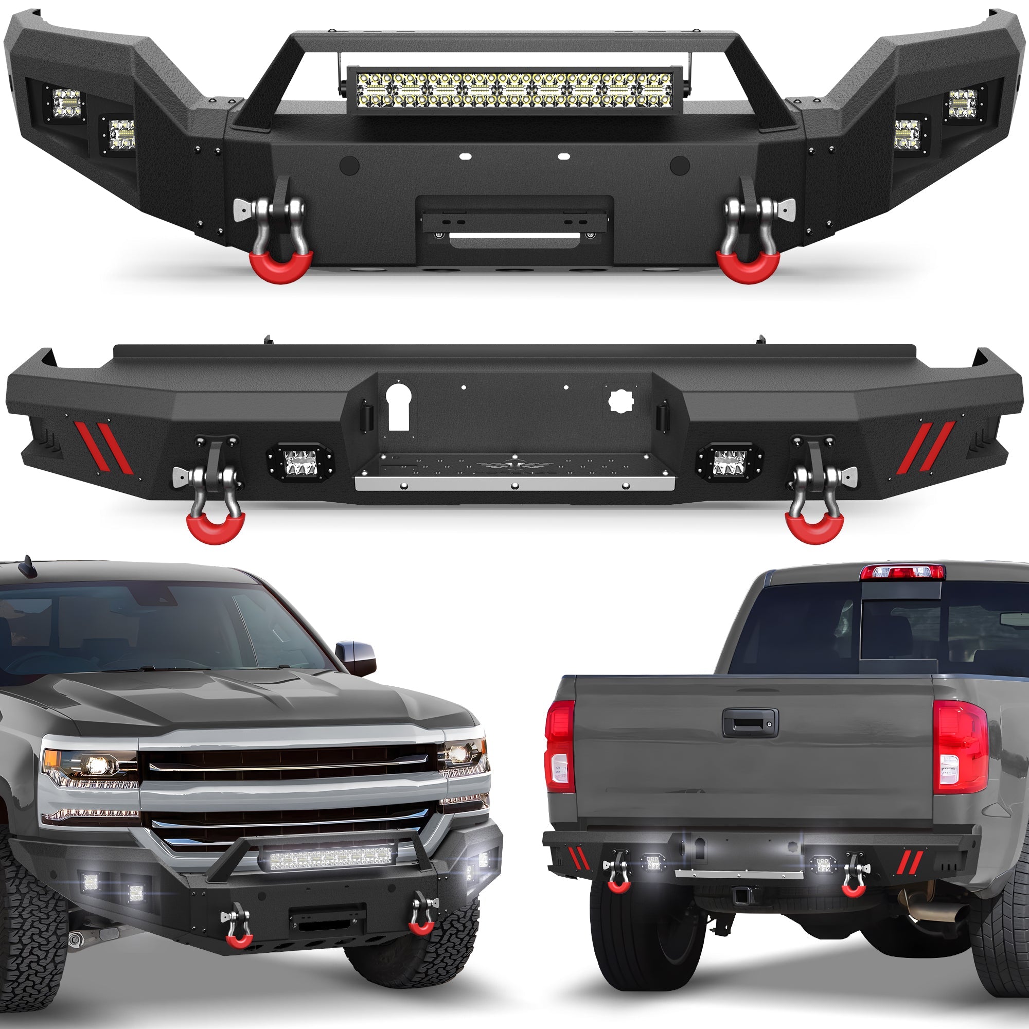Silverado 1500 Front and Rear Bumpers Fit 2016 2017 2018 Chevrolet Silverado 1500 - nadiaauto