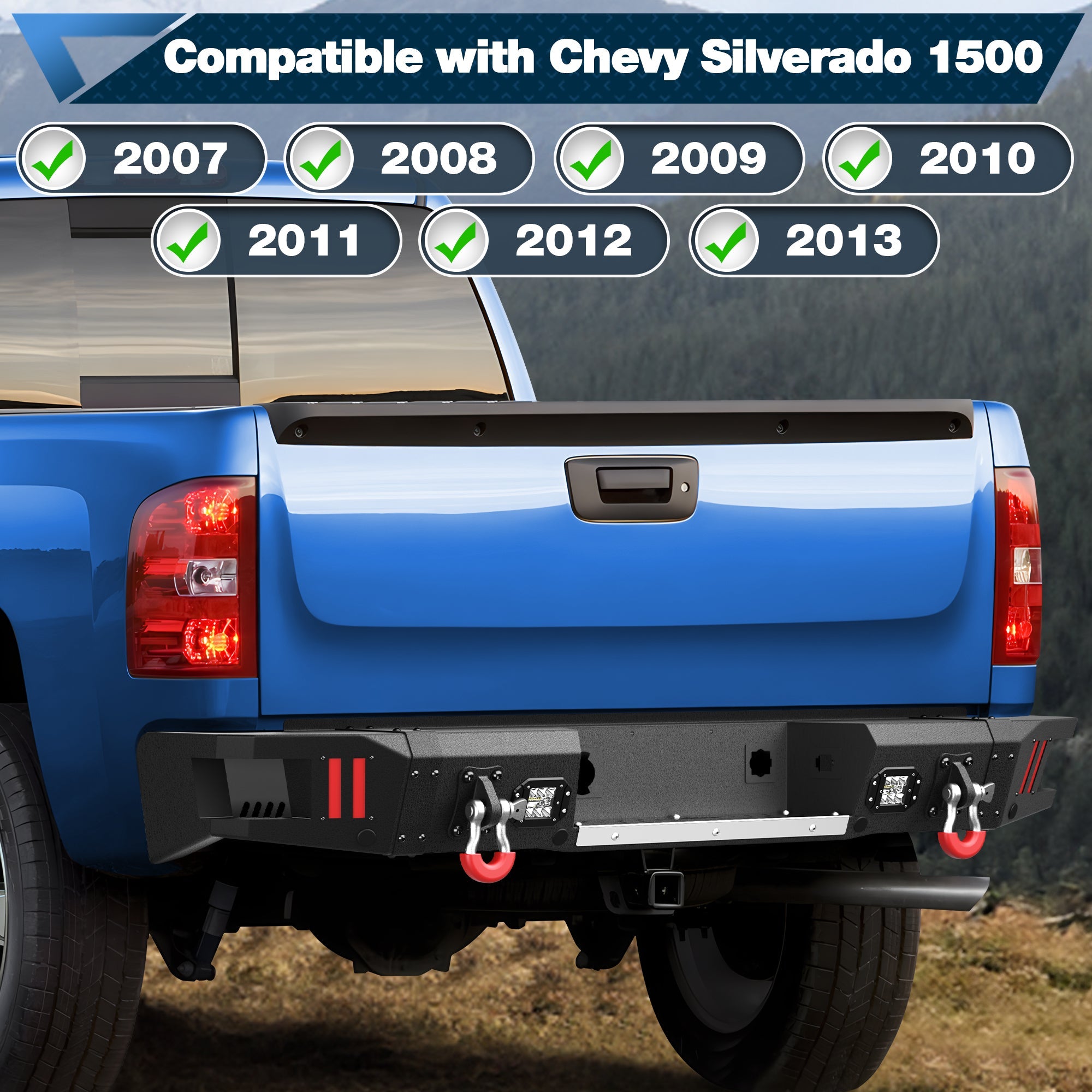 2007-2013 Chevy Silverado 1500 Bumper Set with Winch Plate & Bright LED Lights - nadiaauto