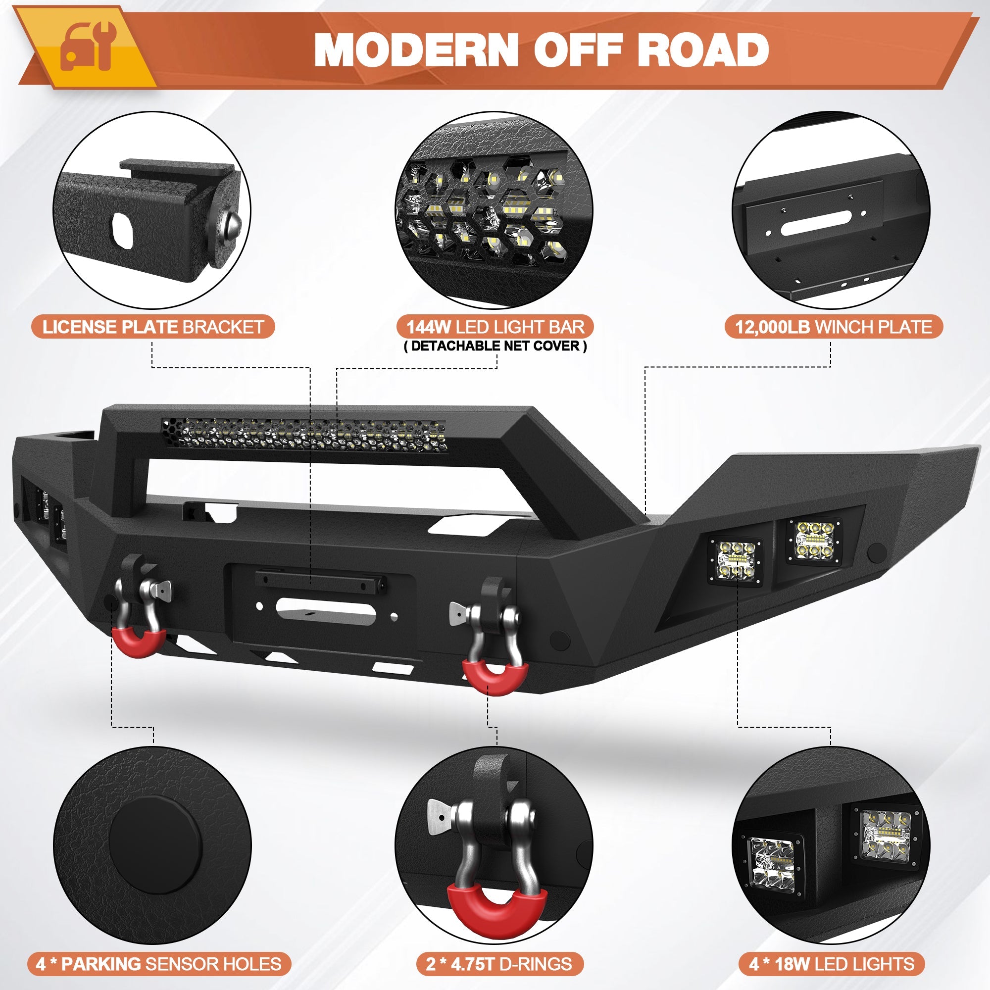 Silverado 1500 Front Bumper for 2016 2017 2018 Chevy Silverado 1500 Pickup with Winch Plate - nadiaauto