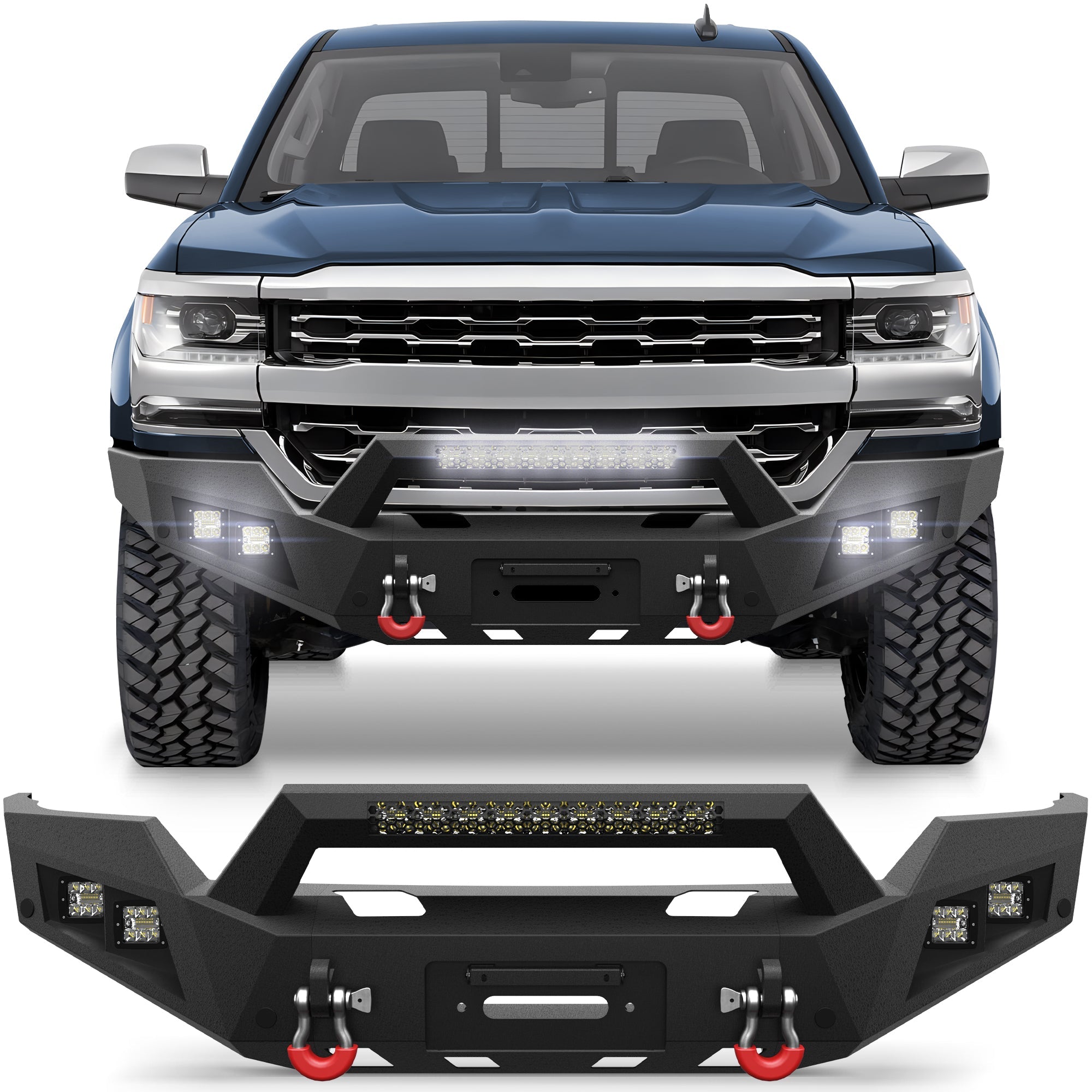 Silverado 1500 Front Bumper for 2016 2017 2018 Chevy Silverado 1500 Pickup with Winch Plate - nadiaauto