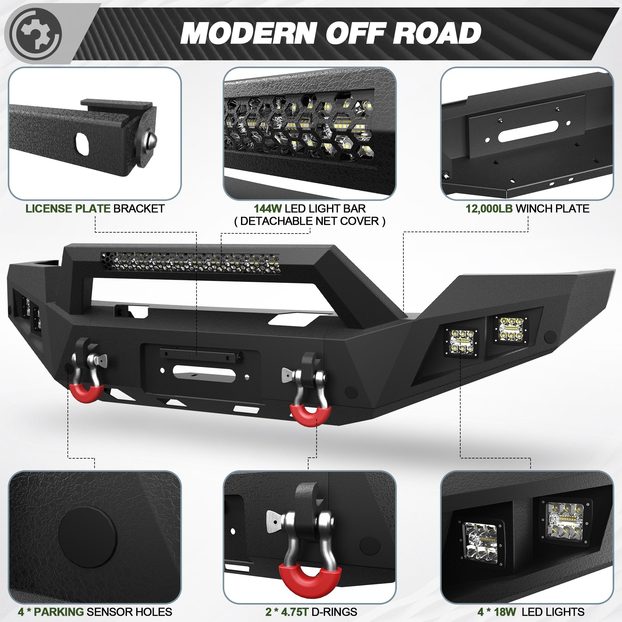 Silverado 1500 Front Bumper for 2016 2017 2018 Chevy Silverado 1500 Pickup with Winch Plate - nadiaauto