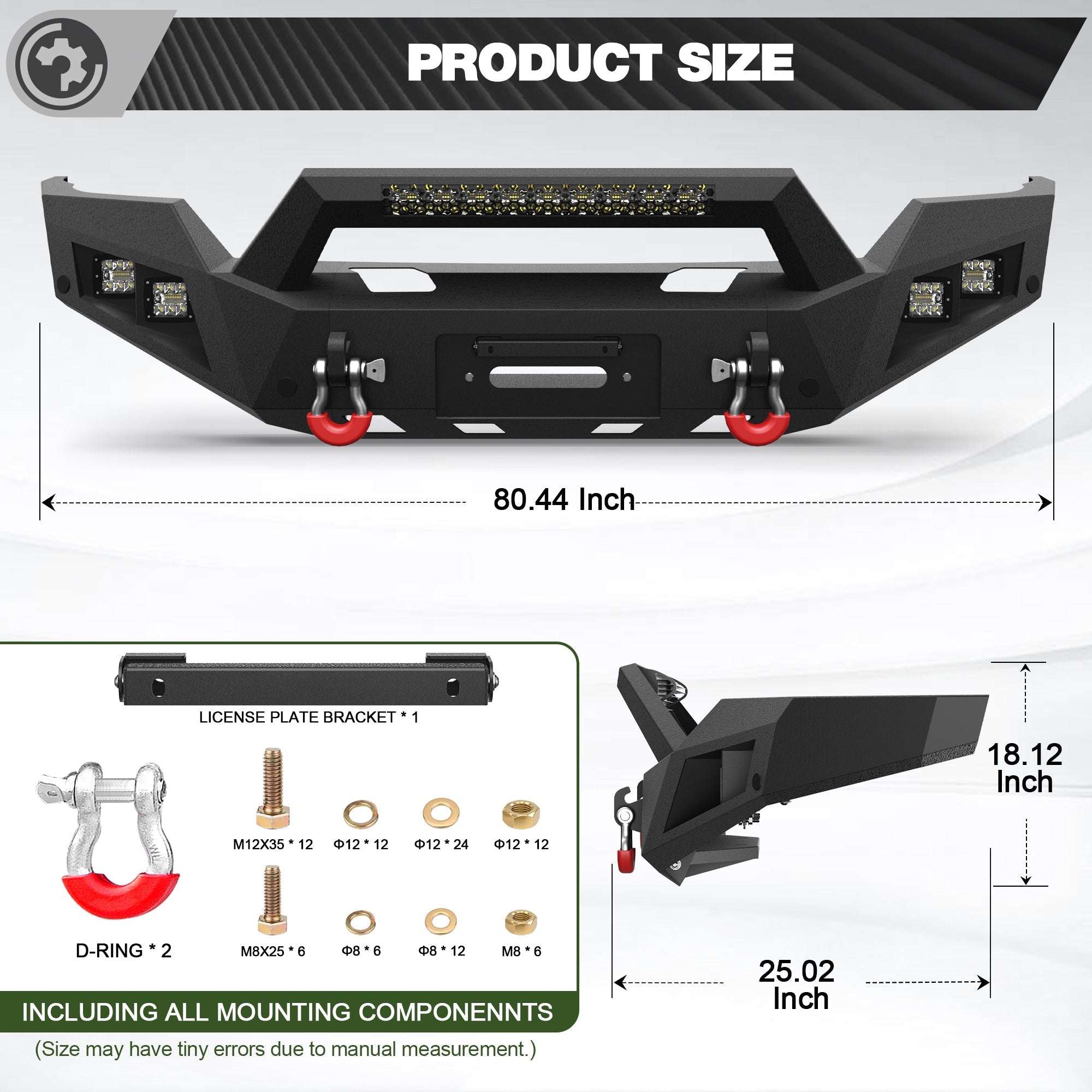 Silverado 1500 Front Bumper for 2016 2017 2018 Chevy Silverado 1500 Pickup with Winch Plate - nadiaauto