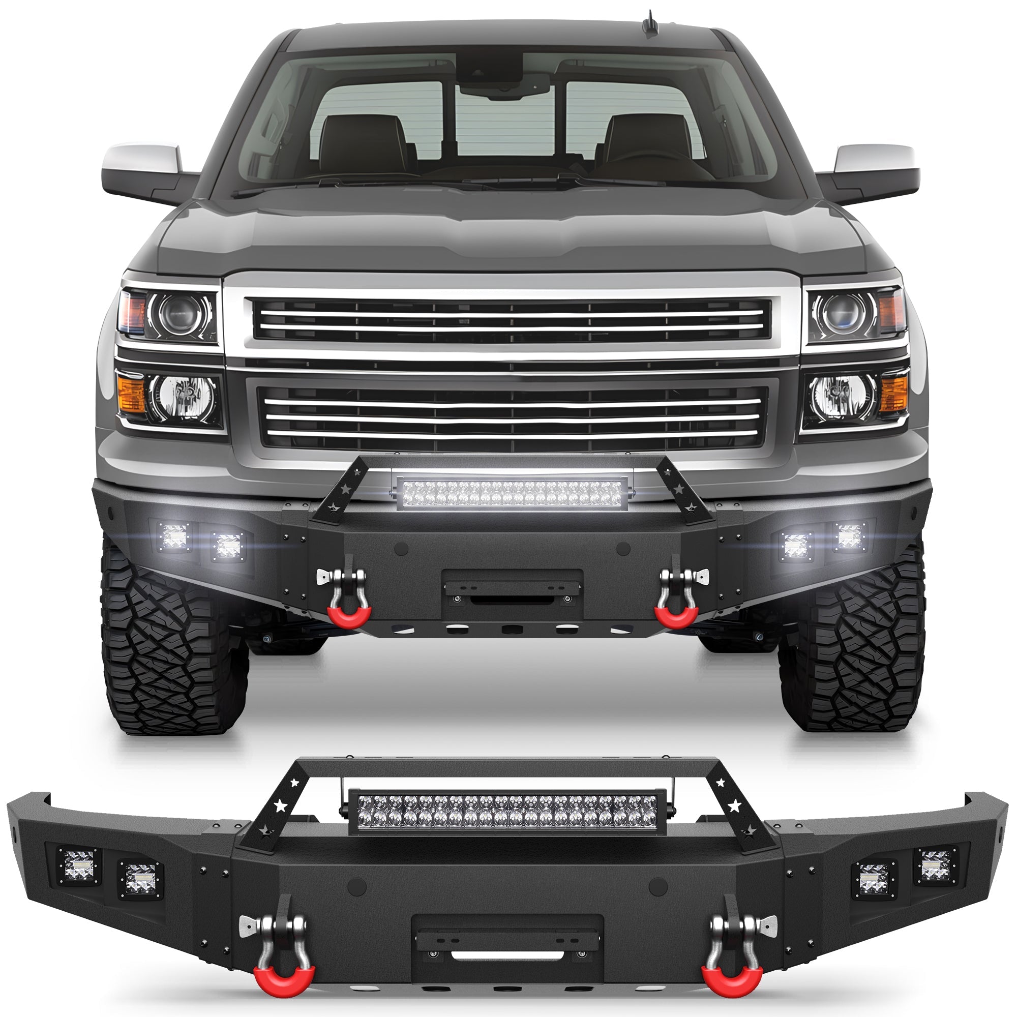 Silverado 1500 Front Bumper for Chevy Silverado 1500 2014 2015 Pickup Truck Bumper with Winch Plate - nadiaauto