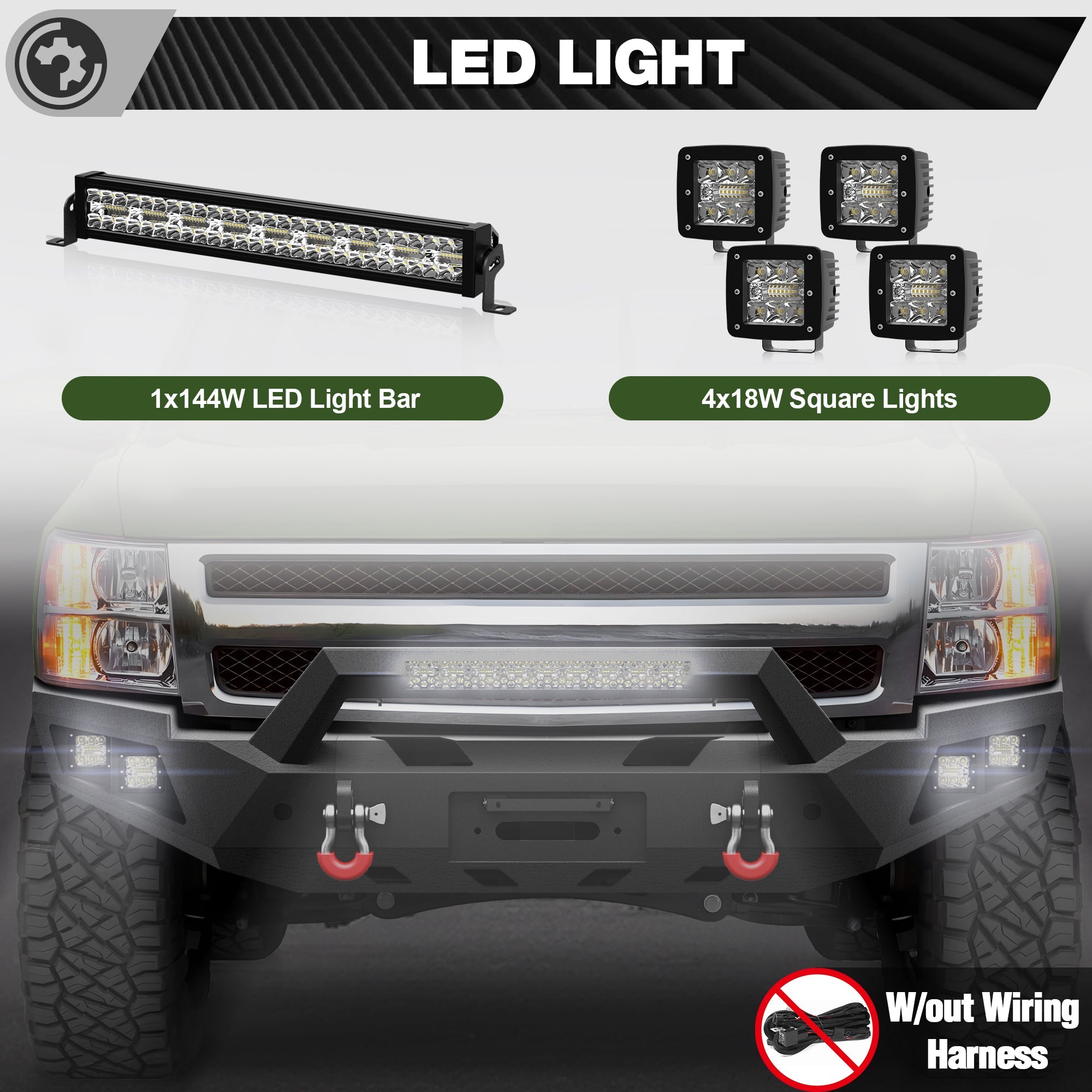 Silverado 1500 Front Bumper w/Winch Plate for 2007 2008 2009 2010 2011 2012 2013 Chevy Silverado 1500 Truck Steel Bumper - nadiaauto