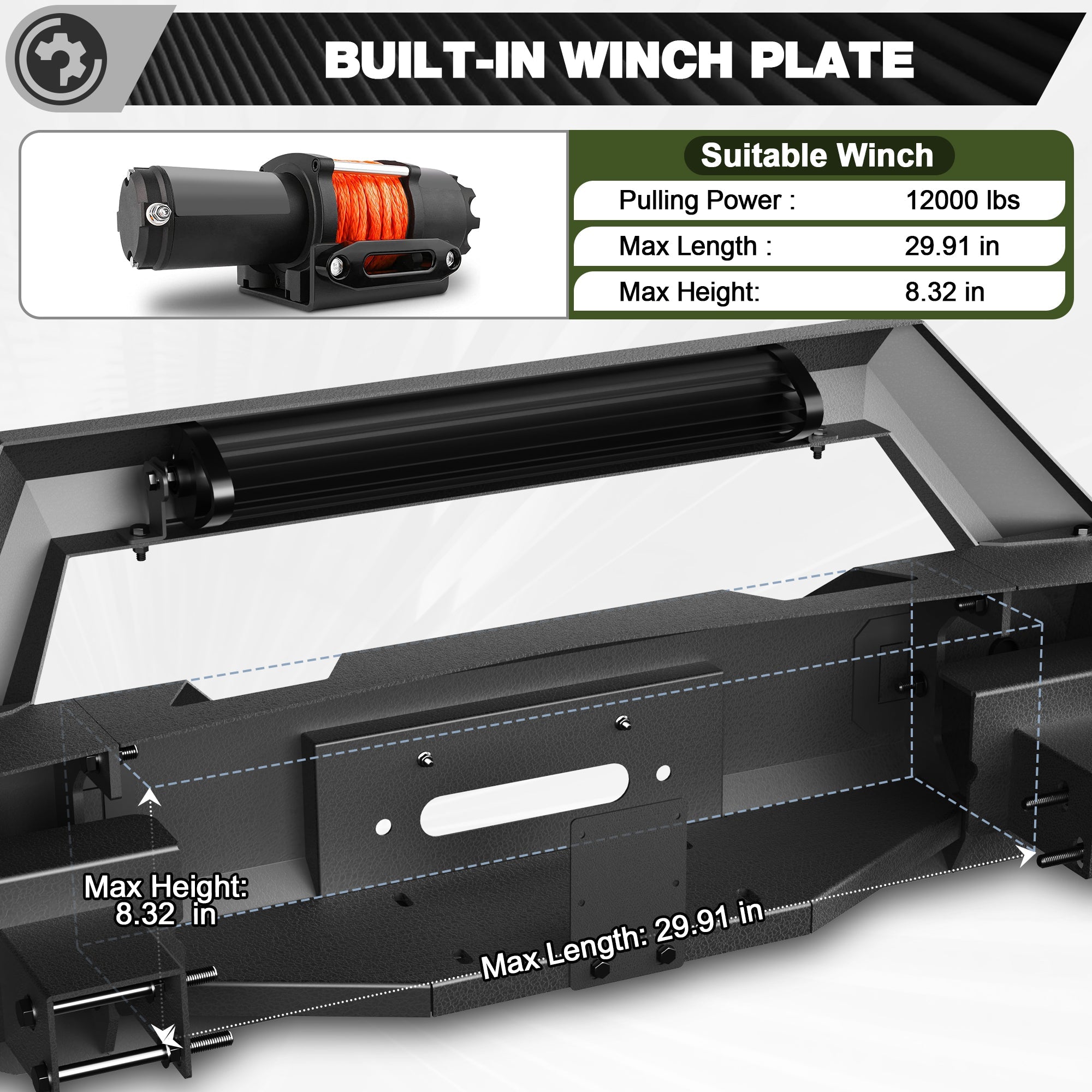 Silverado 1500 Front Bumper w/Winch Plate for 2007 2008 2009 2010 2011 2012 2013 Chevy Silverado 1500 Truck Steel Bumper - nadiaauto