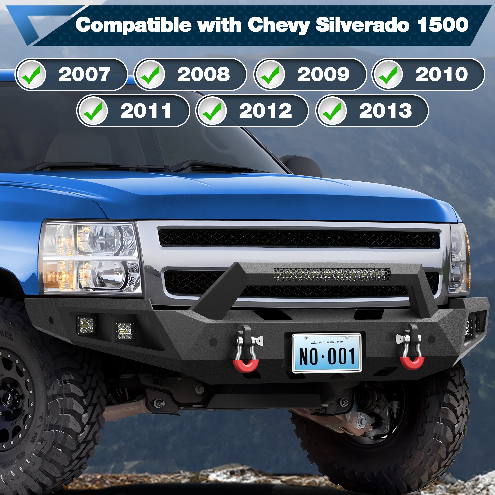 Silverado 1500 Front Bumper w/Winch Plate for 2007 2008 2009 2010 2011 2012 2013 Chevy Silverado 1500 Truck Steel Bumper - nadiaauto