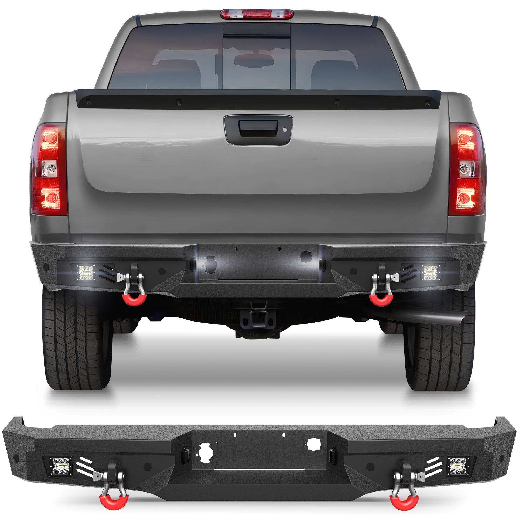 Silverado 1500 Rear Back Bumper for 2007 2008 2009 2010 2011 2012 2013 Silverado/Sierra 1500 Truck Steel Rear Bumper - nadiaauto