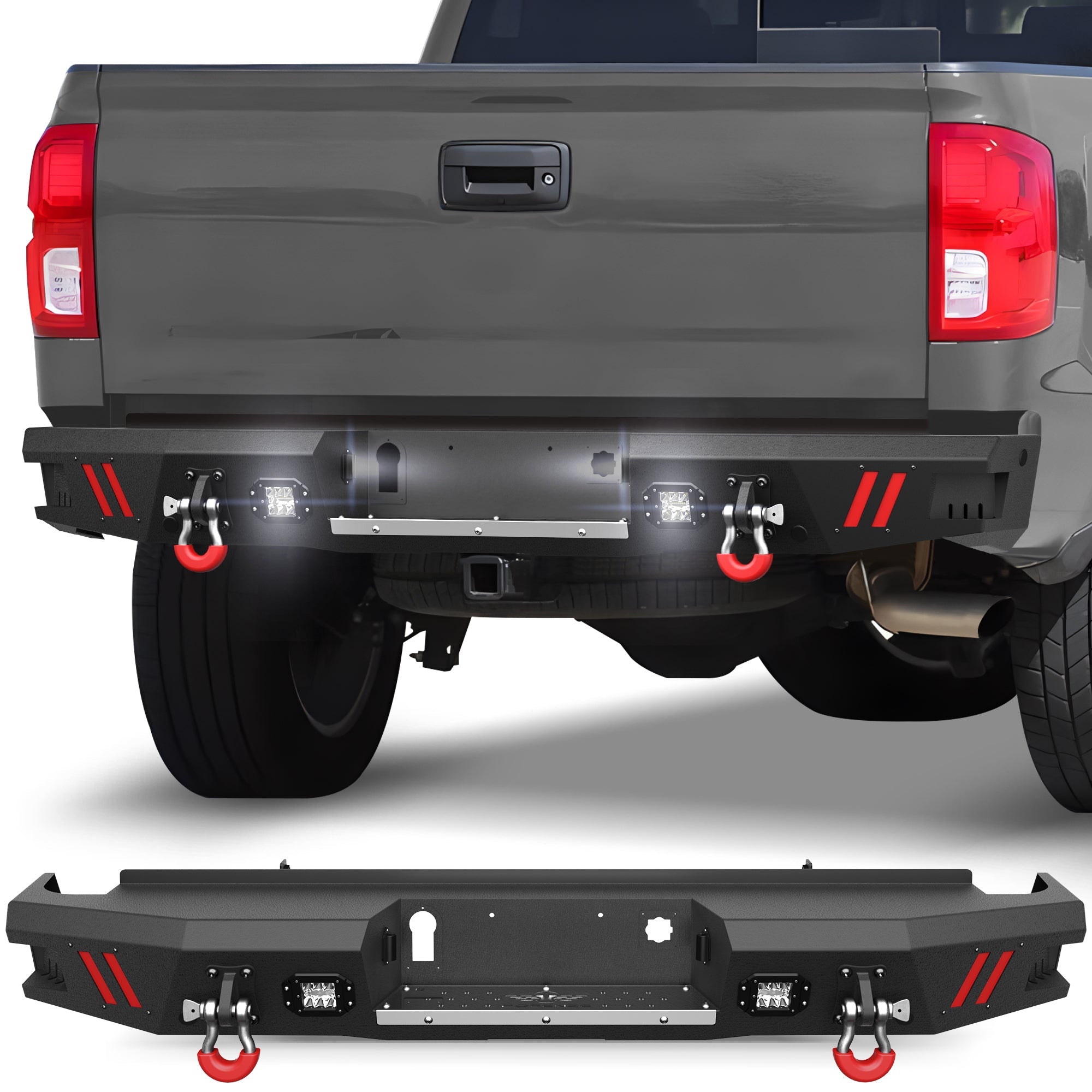 Silverado 1500 Rear Bumper Compatible with 2014 2015 2016 2017 2018 Chevrolet Silverado/GMC Sierra 1500 - nadiaauto
