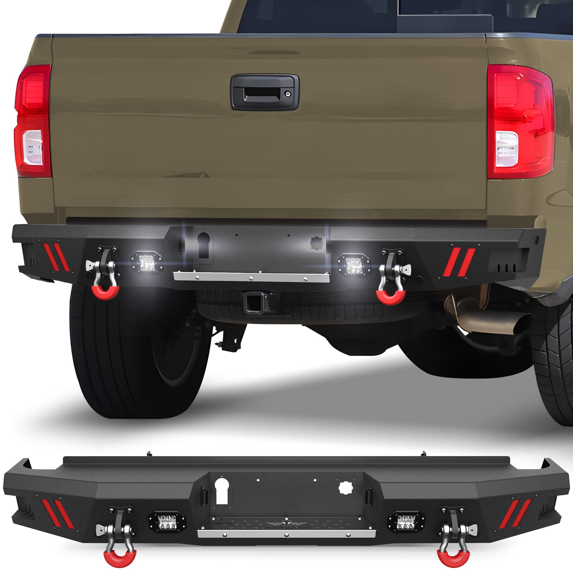 Silverado 1500 Rear Bumper Compatible with 2014 2015 2016 2017 2018 Chevrolet Silverado/GMC Sierra 1500 - nadiaauto