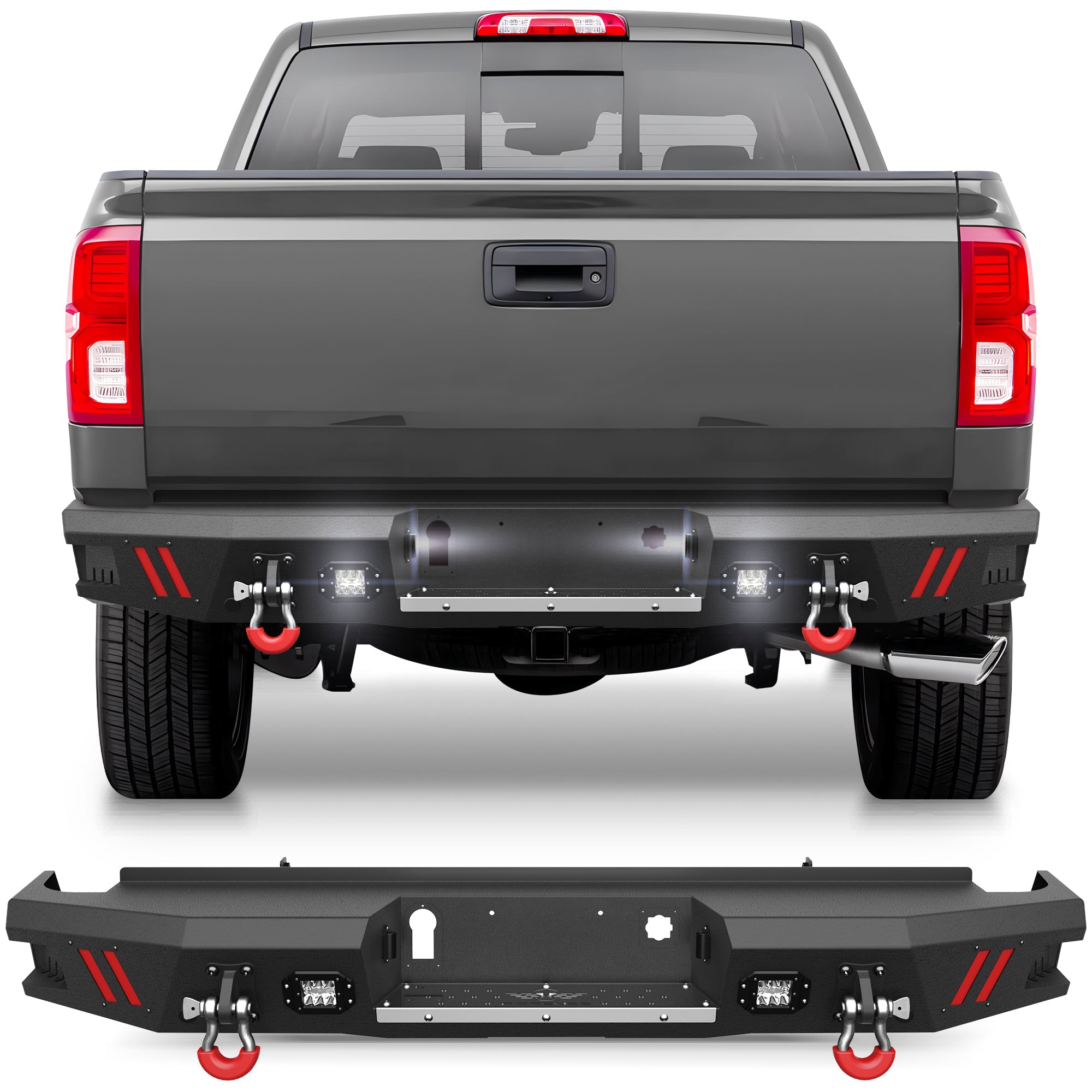 Silverado 1500 Rear Bumper Compatible with 2014 2015 2016 2017 2018 Chevrolet Silverado/GMC Sierra 1500 - nadiaauto