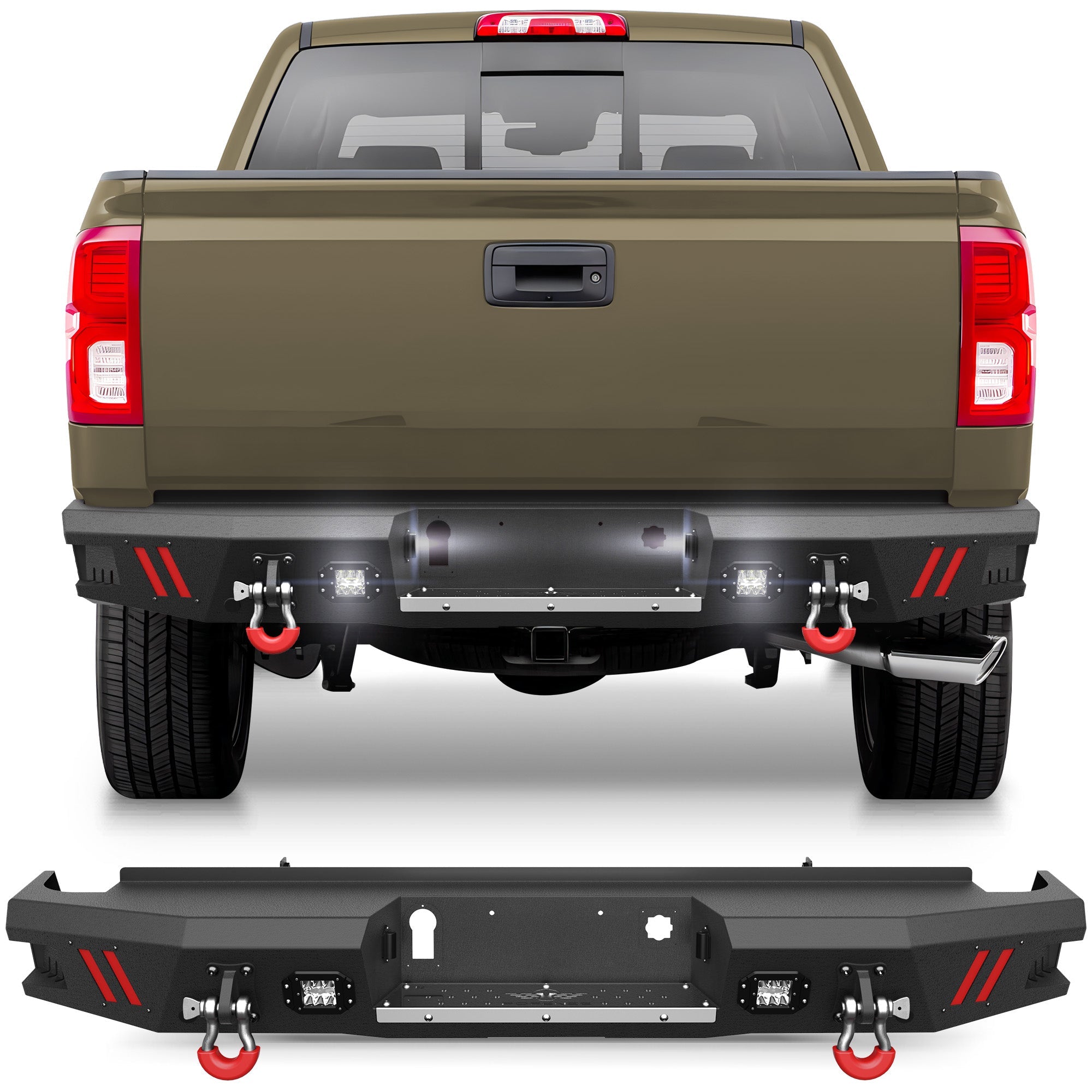 Silverado 1500 Rear Bumper Compatible with 2014 2015 2016 2017 2018 Chevrolet Silverado/GMC Sierra 1500 - nadiaauto