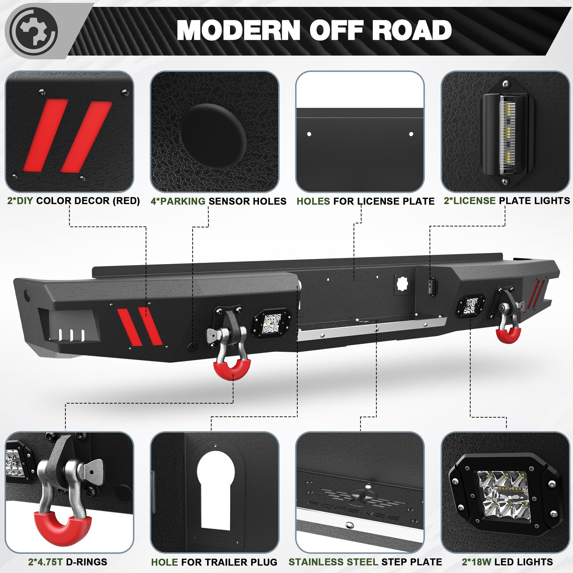 Silverado 1500 Rear Bumper Compatible with 2014 2015 2016 2017 2018 Chevrolet Silverado/GMC Sierra 1500 - nadiaauto
