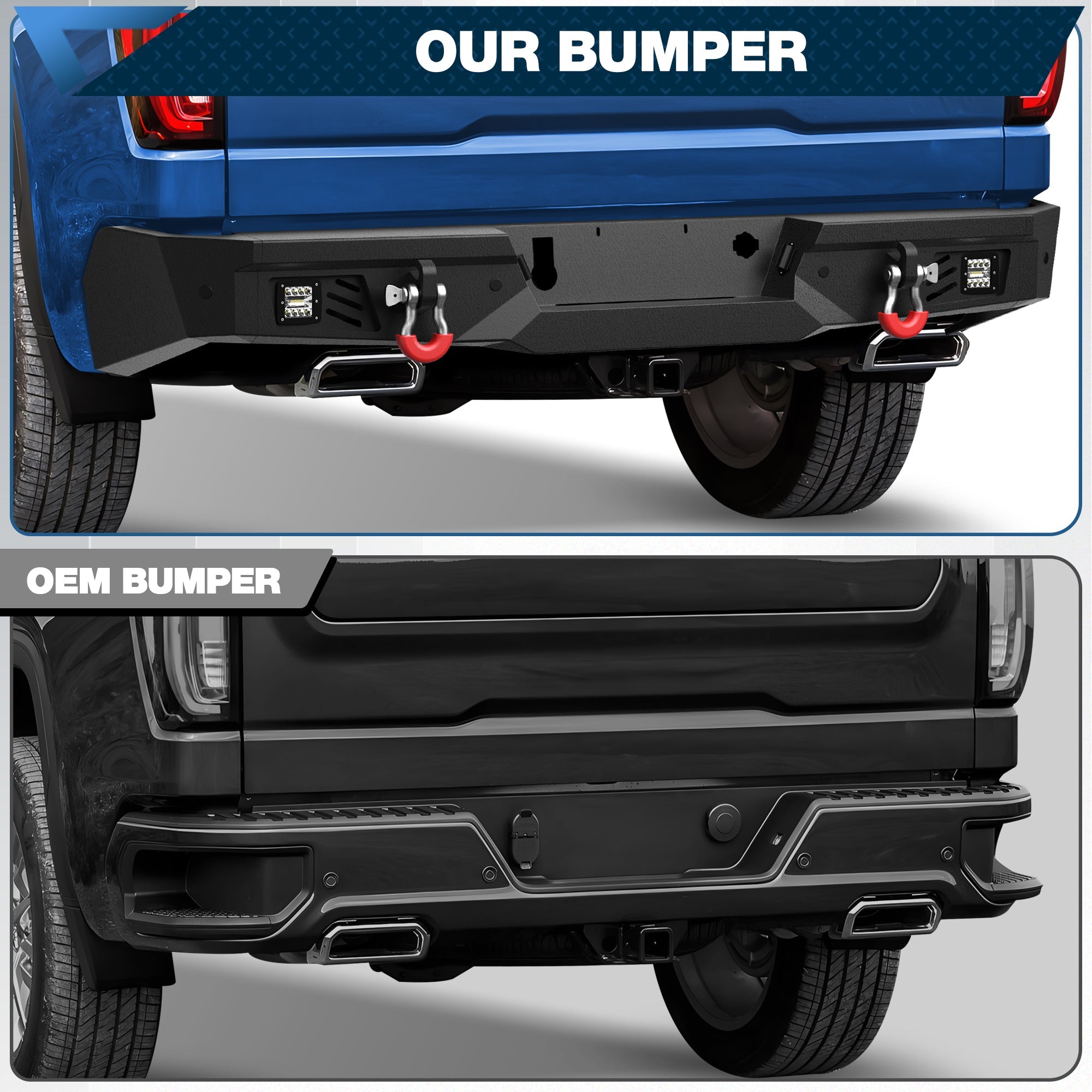 Silverado 1500 Rear Bumper for 2019 2020 2021 2022 2023 2024 2025 Chevy Silverado 1500 / GMC Sierra 1500 - nadiaauto