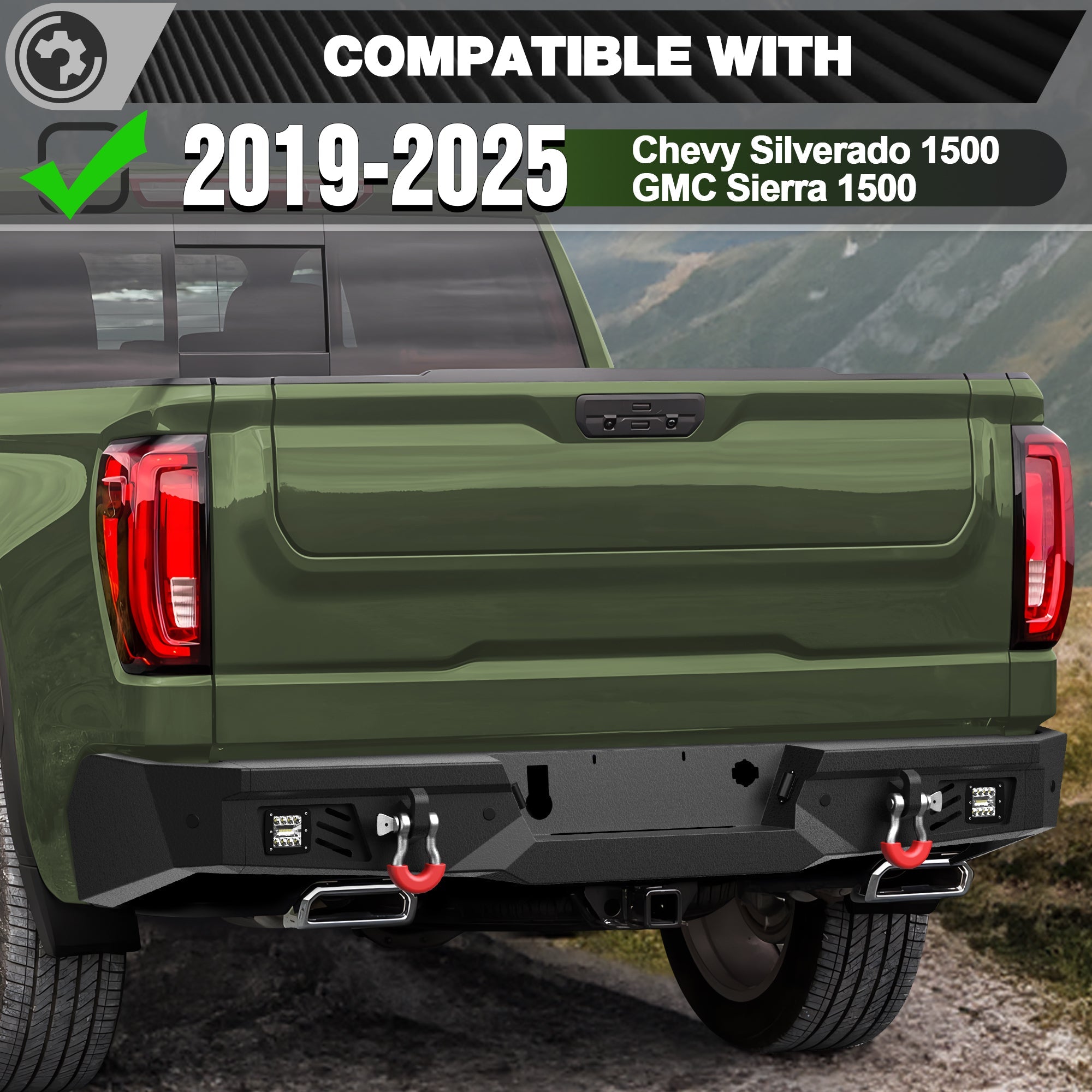 Silverado 1500 Rear Bumper for 2019 2020 2021 2022 2023 2024 2025 Chevy Silverado 1500 / GMC Sierra 1500 - nadiaauto