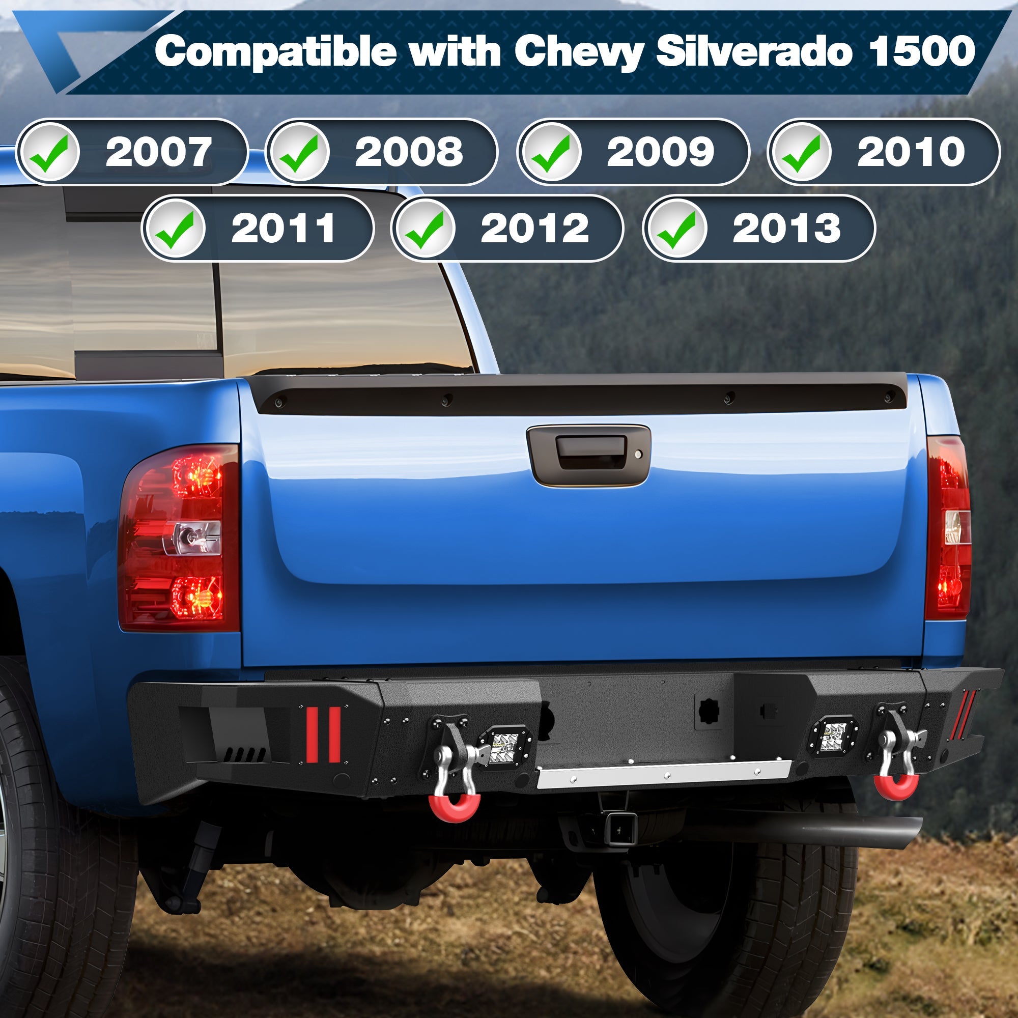 Silverado 1500 Truck Front Bumper and Rear Bumper Set for 2007 - 2013 Chevy Silverado 1500 Pickup w/Winch Plate - nadiaauto