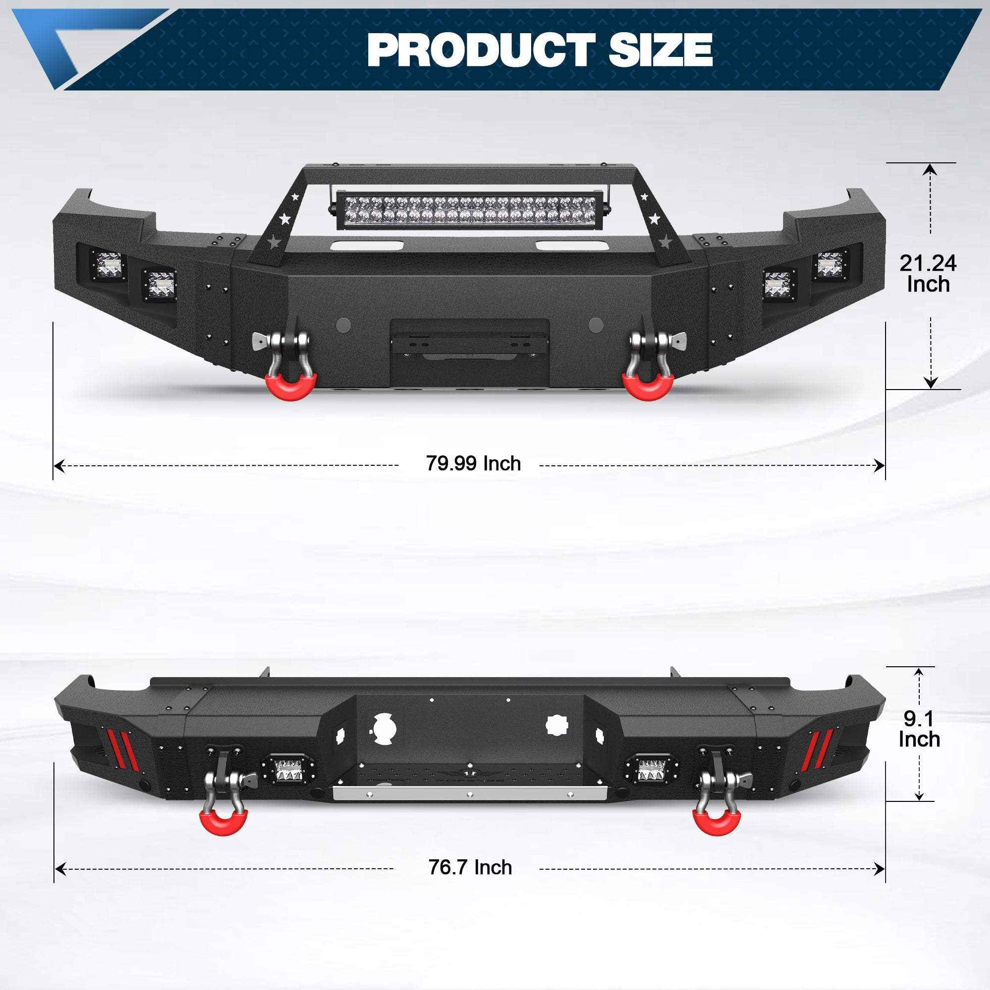 Silverado 1500 Truck Front Bumper and Rear Bumper Set for 2007 - 2013 Chevy Silverado 1500 Pickup w/Winch Plate - nadiaauto