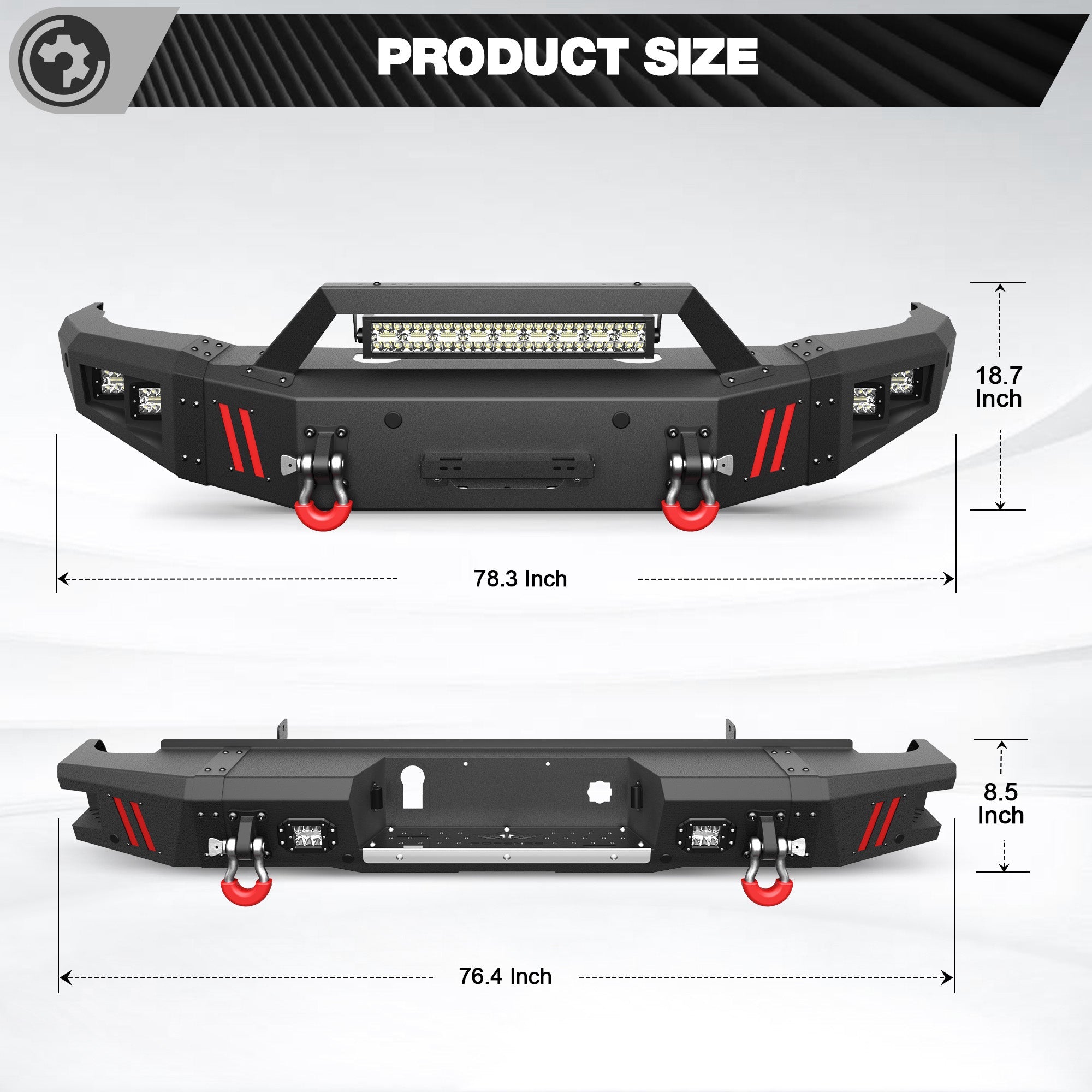 Silverado 2500 Front Bumper and Rear Bumper Combo Fit 2015 2016 2017 2018 2019 Chevrolet Silverado 2500/3500 HD with Winch Plate - nadiaauto