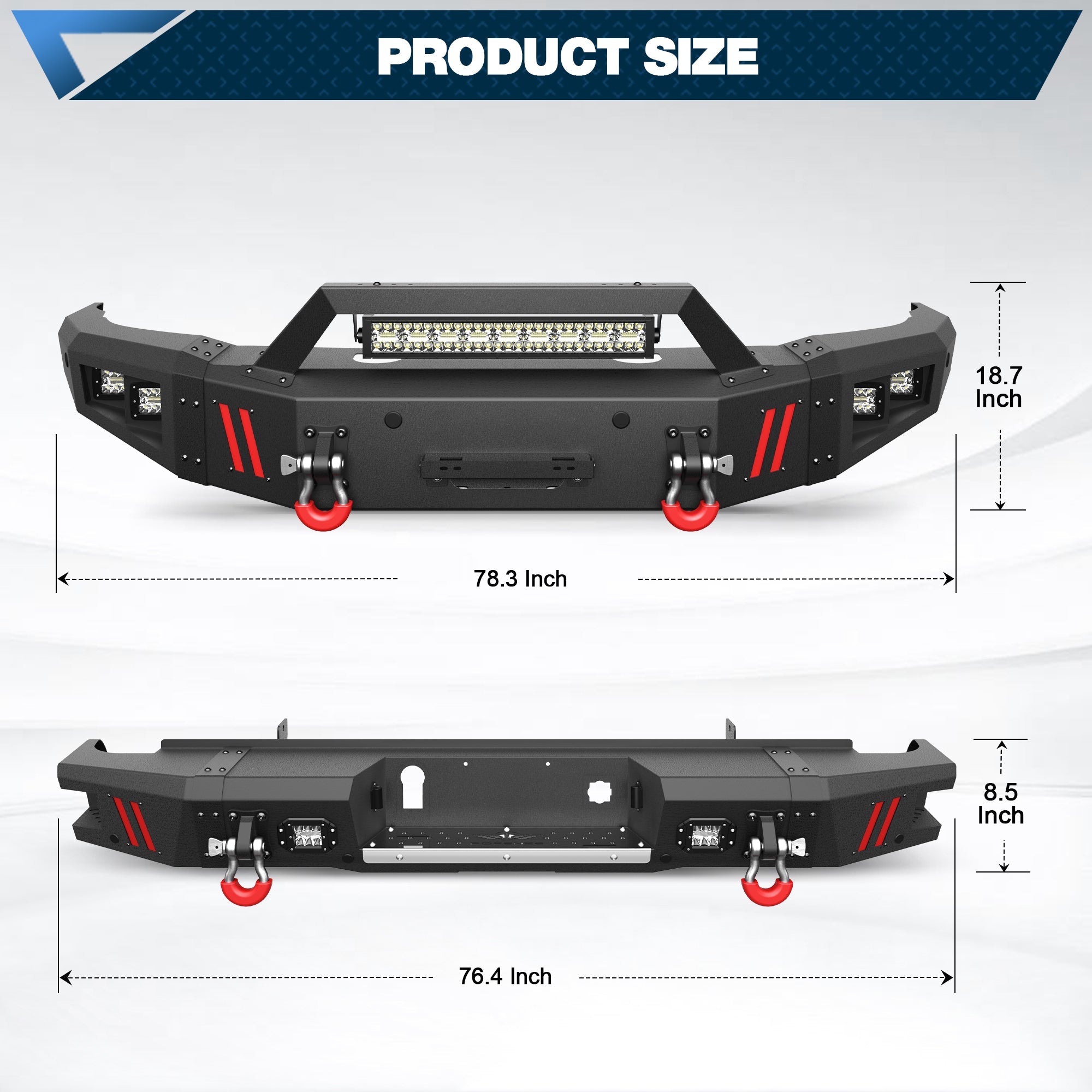 Silverado 2500 Front Bumper and Rear Bumper Combo Fit 2015 2016 2017 2018 2019 Chevrolet Silverado 2500/3500 HD with Winch Plate - nadiaauto