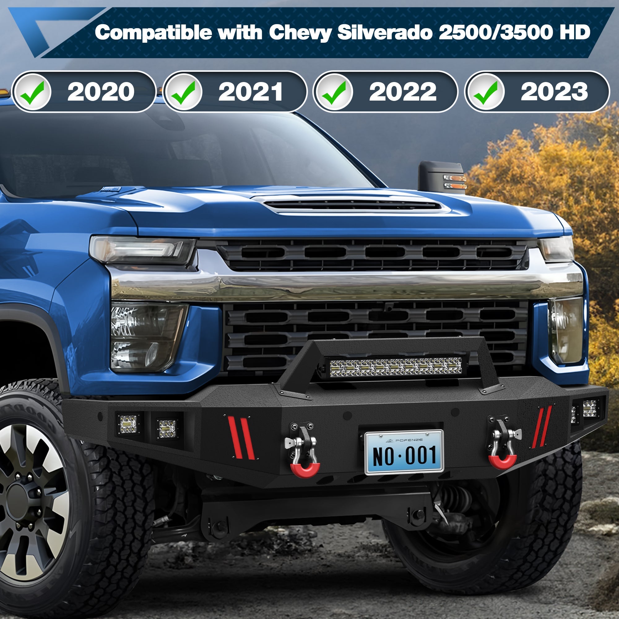 Silverado 2500/3500 Front Bumper and Rear Bumper Combo for 2020 2021 2022 2023 Chevrolet Silverado 2500/3500 HD w/Winch Plate - nadiaauto