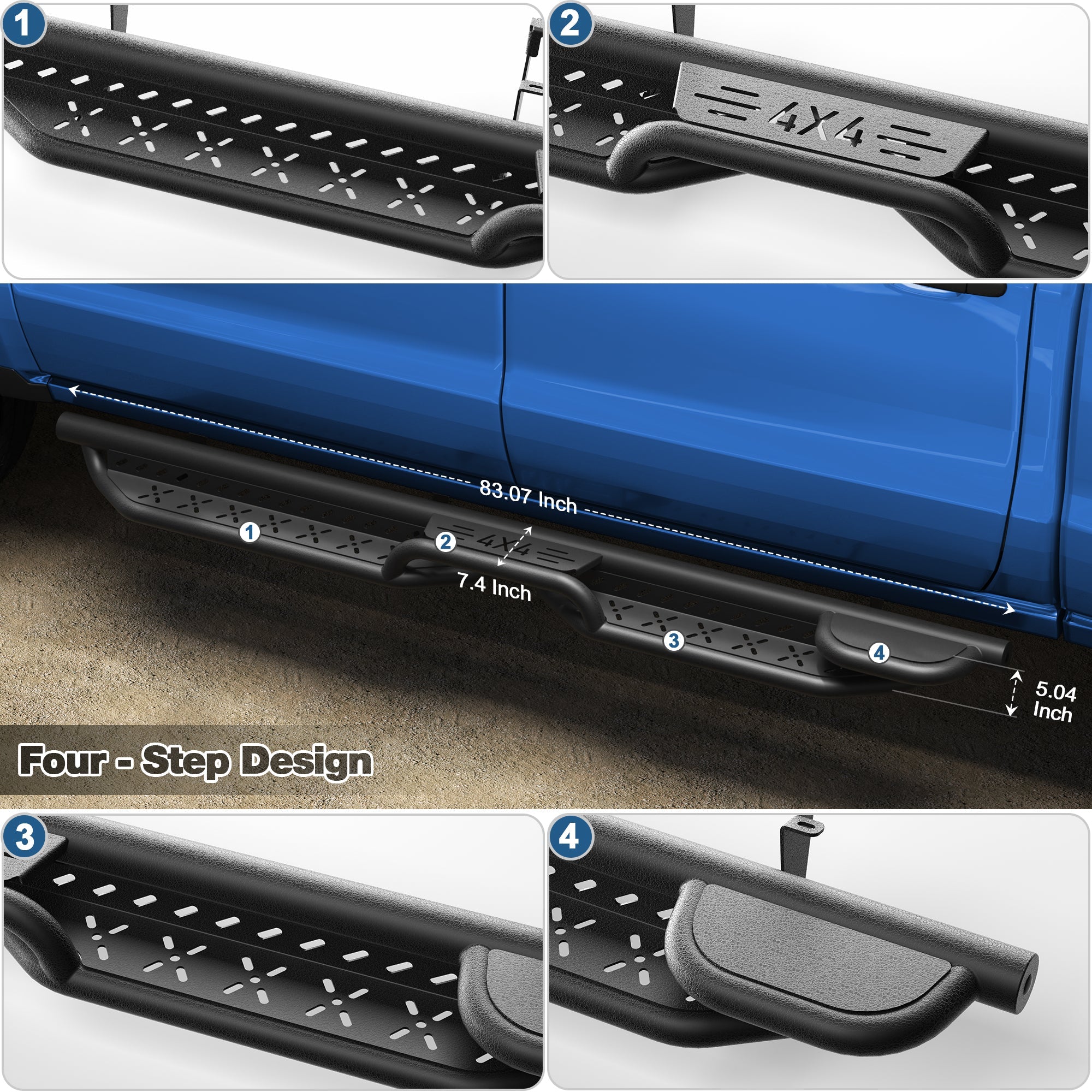 Silverado Running Boardsfor 2007 - 2018 Silverado & Sierra 1500, 2007 - 2019 2500HD/3500HD (4 - Door Only) - nadiaauto