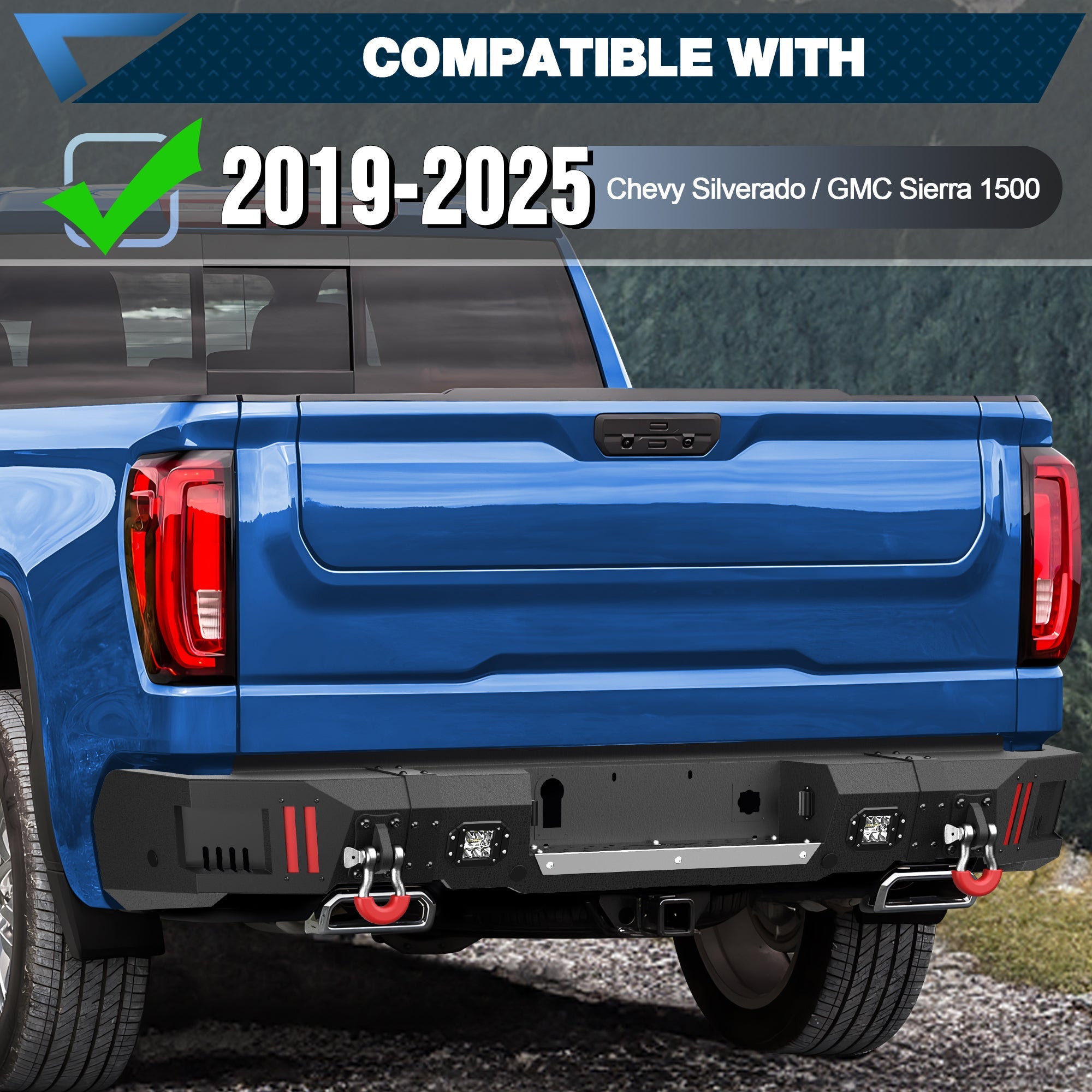 Silverado/Sierra 1500 Rear Bumper for 2019 2020 2021 2022 2023 2024 2025 Chevy Silverado 1500/GMC Sierra 1500 - nadiaauto
