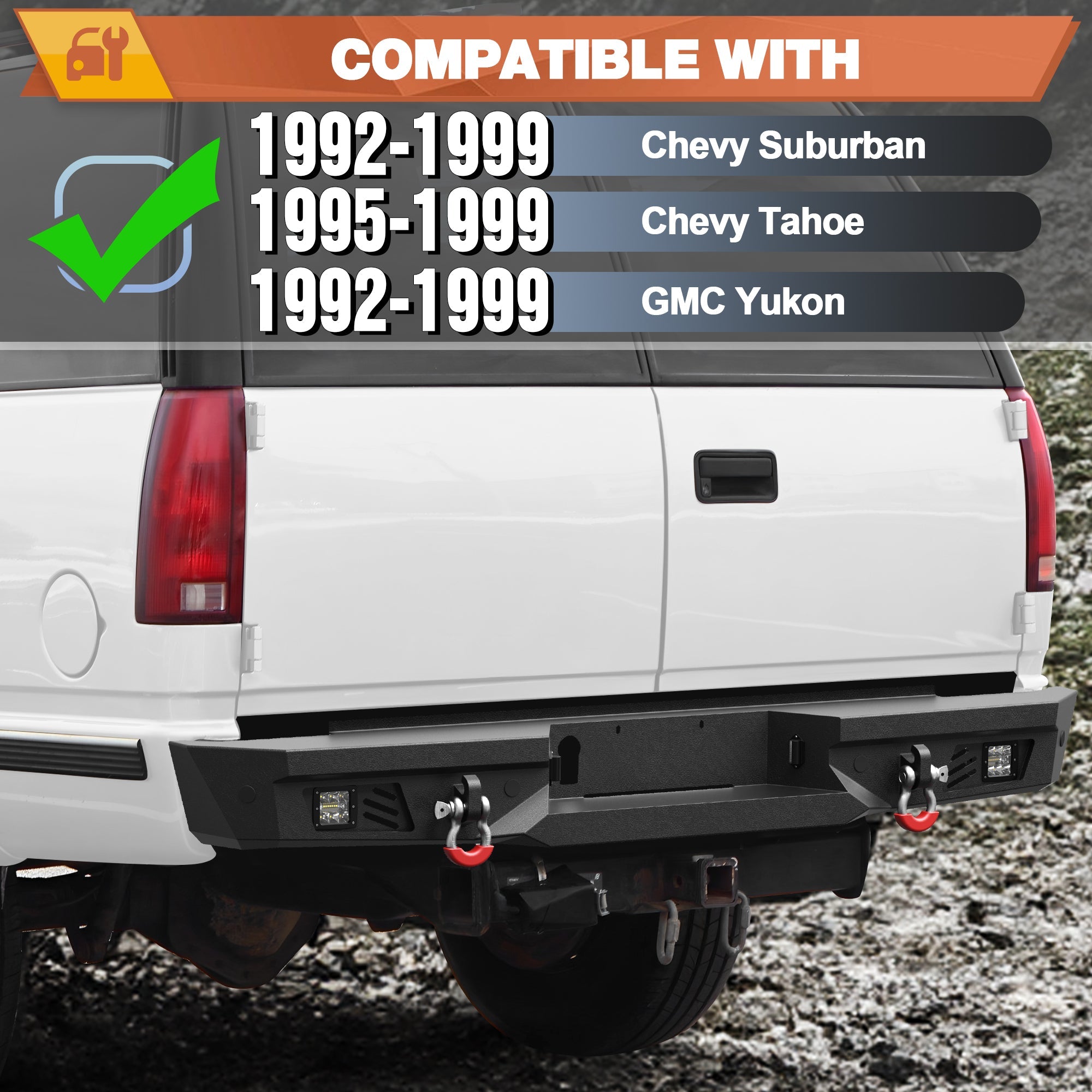 Suburban Rear Bumper for 1992 - 1999 Chevy Suburban/GMC Yukon and 1995 - 1999 Chevy Tahoe - nadiaauto