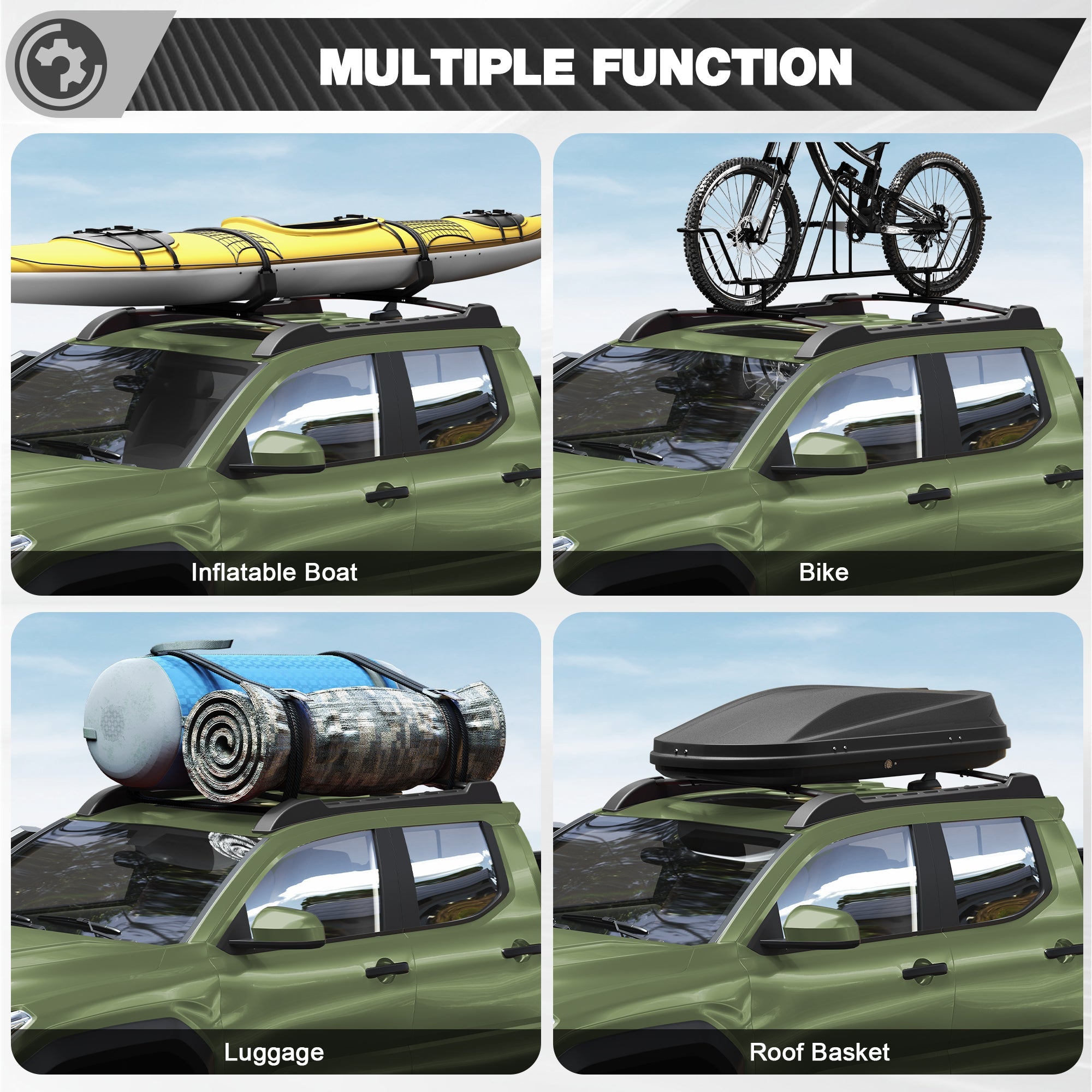Tacoma Cargo Carriers Roof Rack Fit for 2024-2025 Toyota Tacoma Double Cab Aluminum - nadiaauto