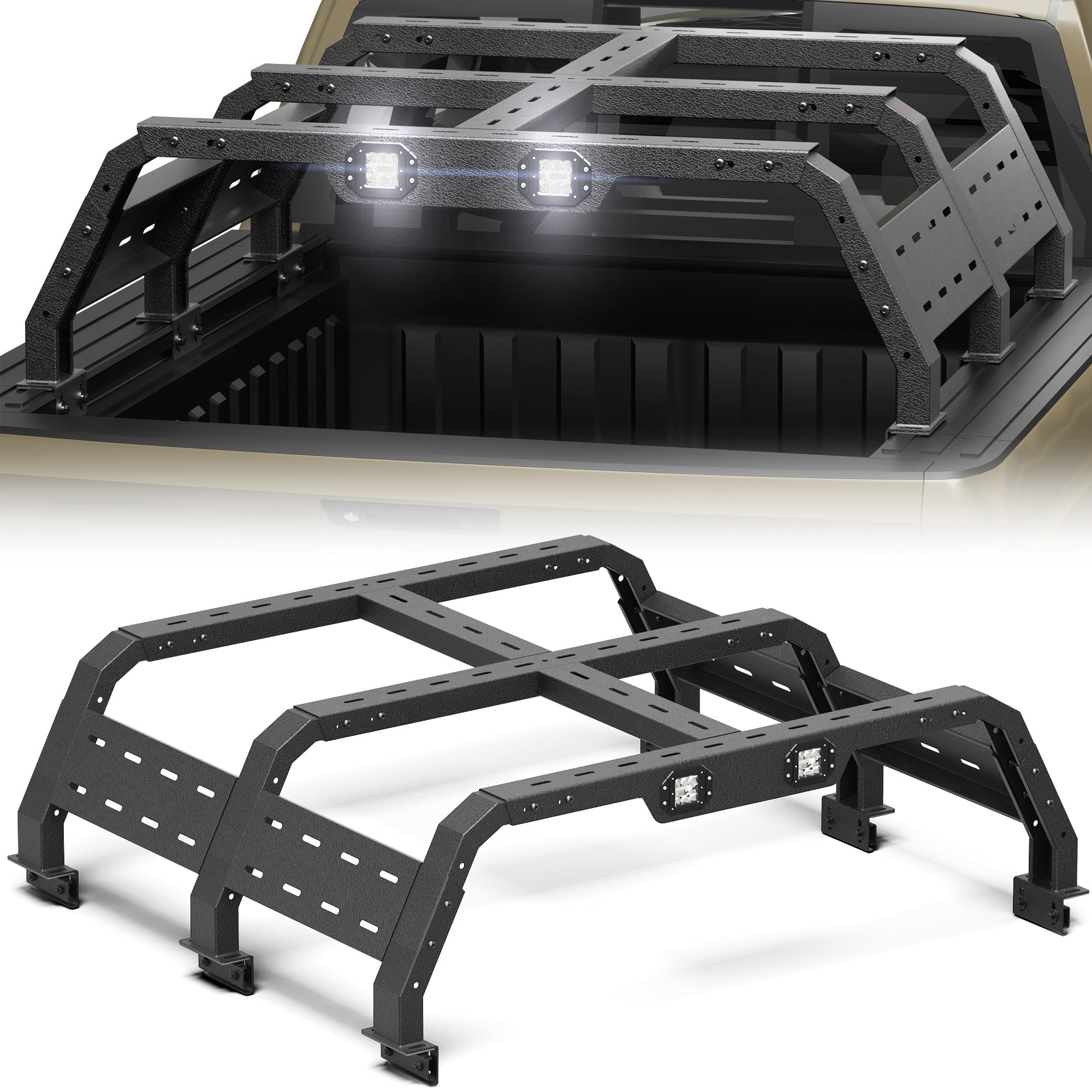 Truck Bed Rack for Full Size Pickup Trucks Without Bed Rails - nadiaauto