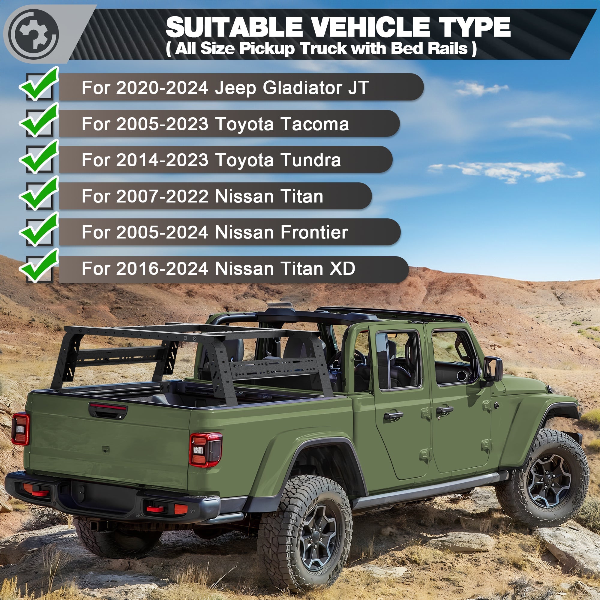 Truck Bed Rack for Mid & Full Size Pickup Trucks, 49.2